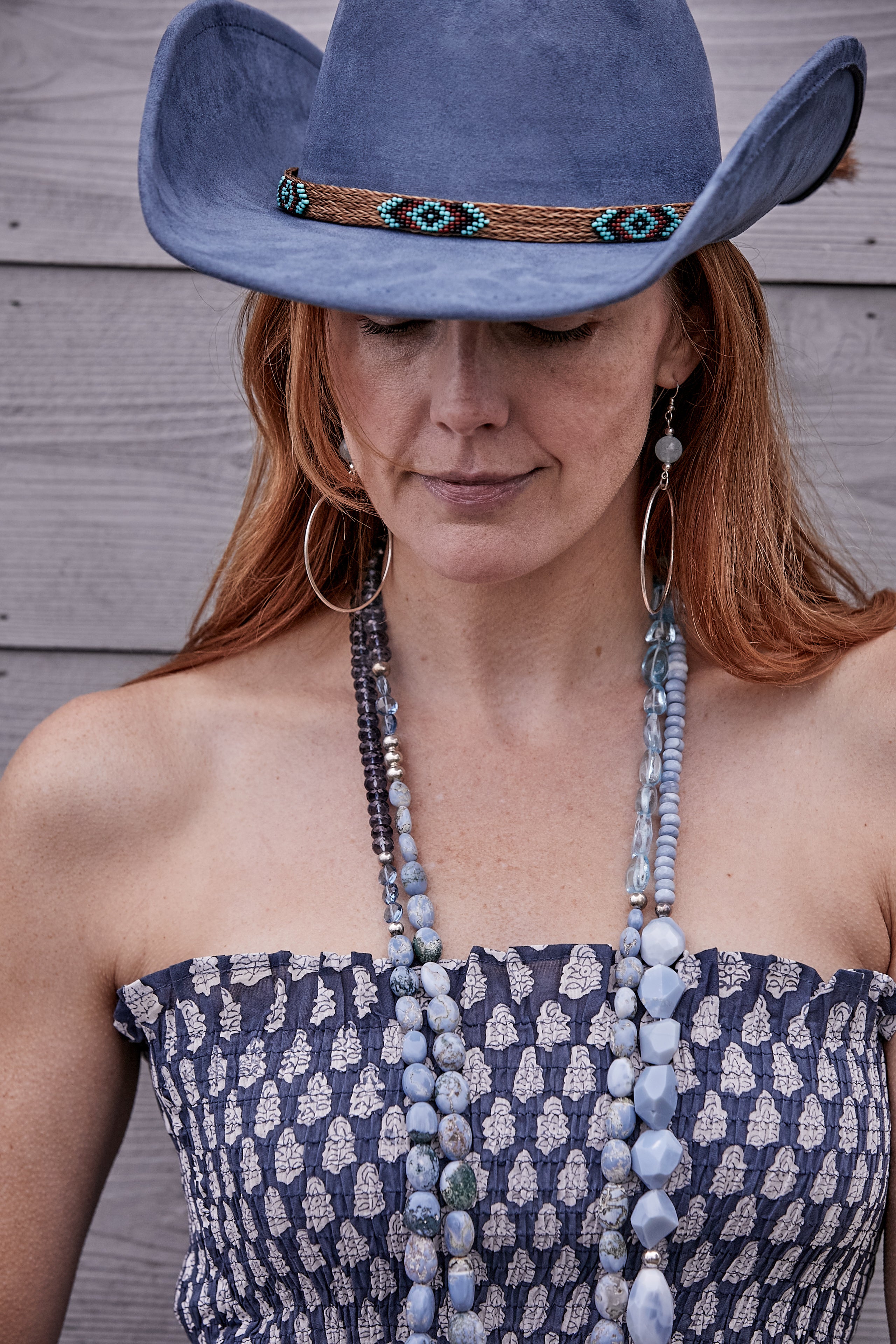 Luminous Blue Topaz and Denim Opal Necklace