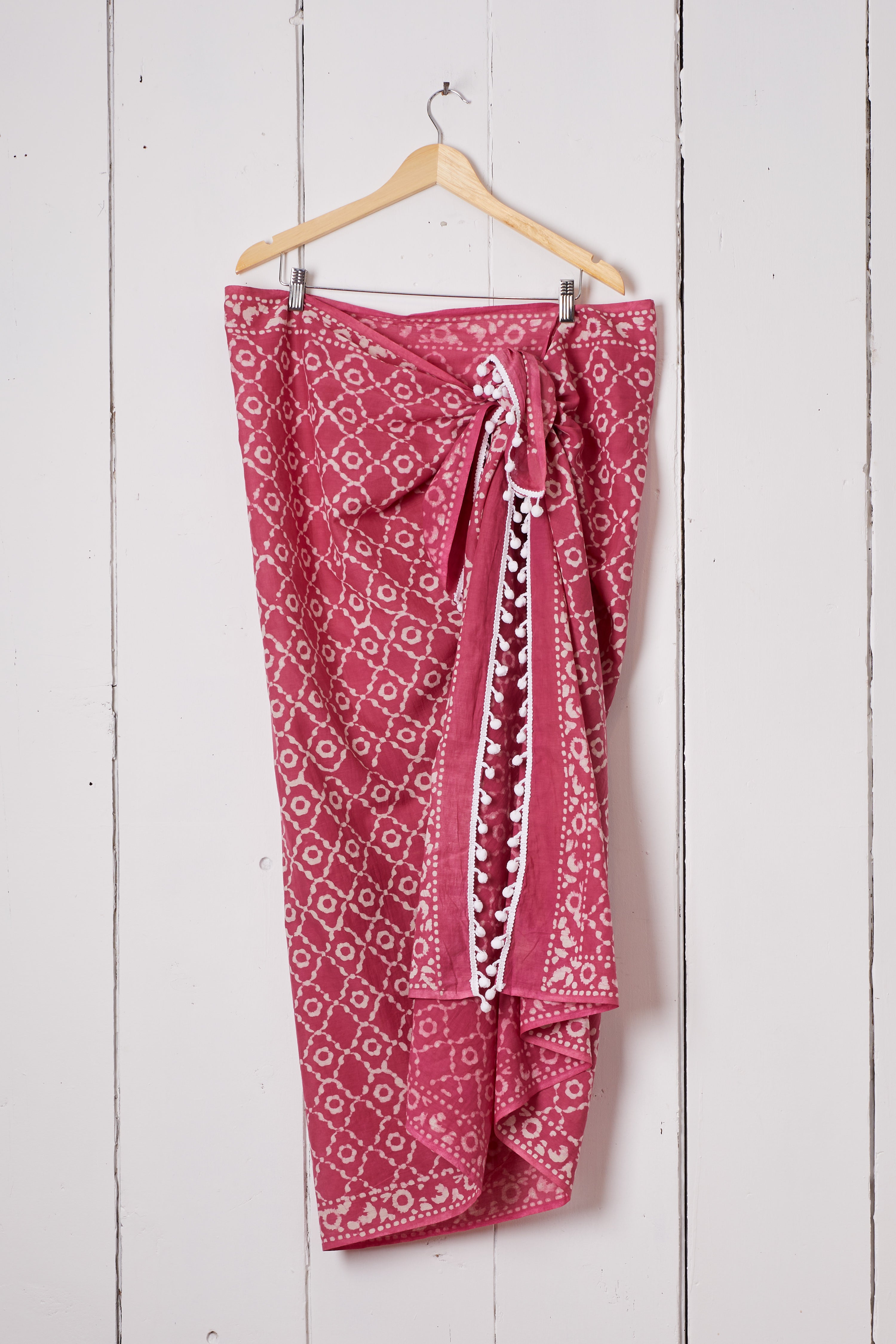 PINK BLOCK PRINT COTTON SARONG