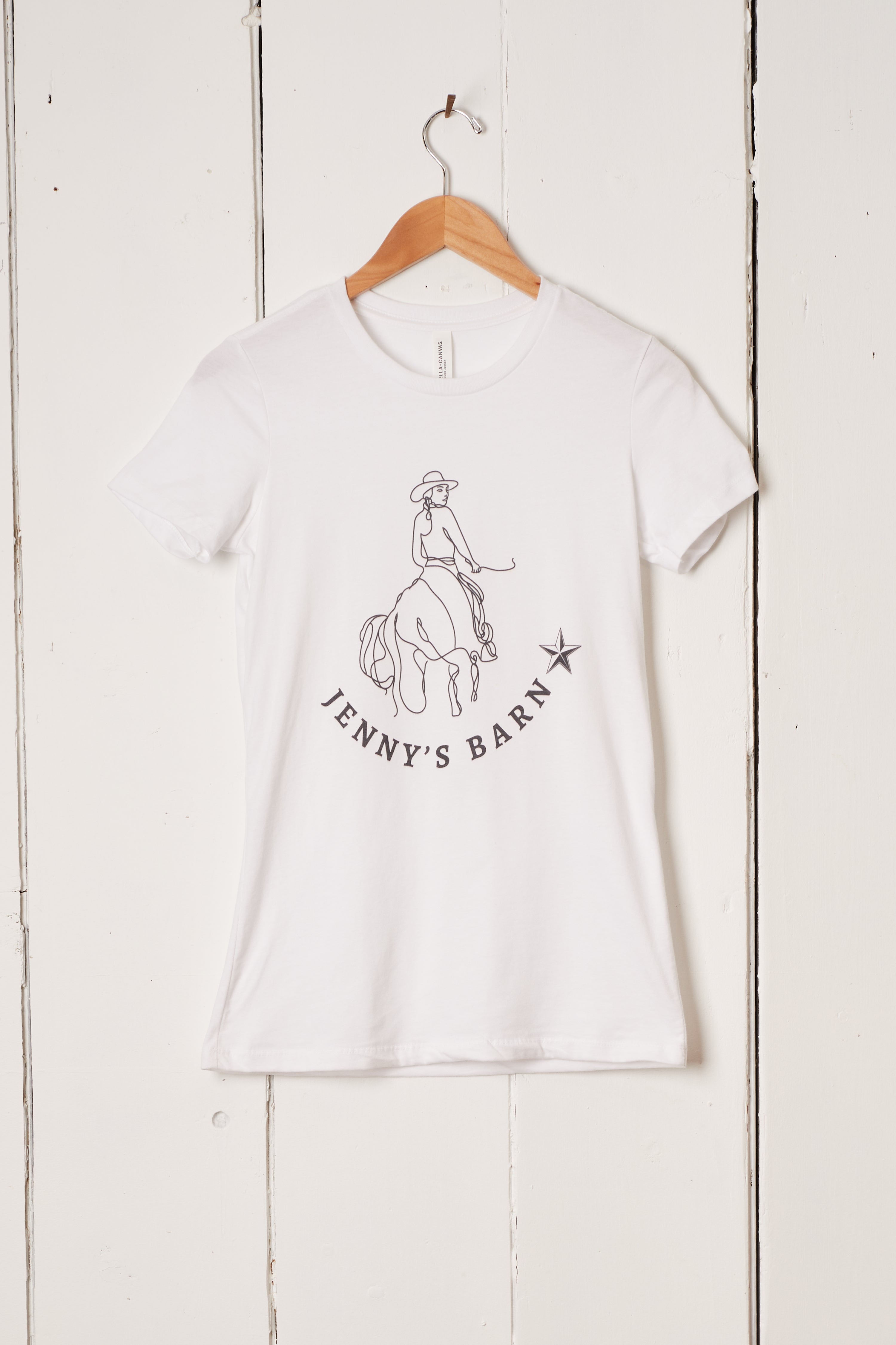 JENNY’S BARN FITTED WOMENS WHITE TEE