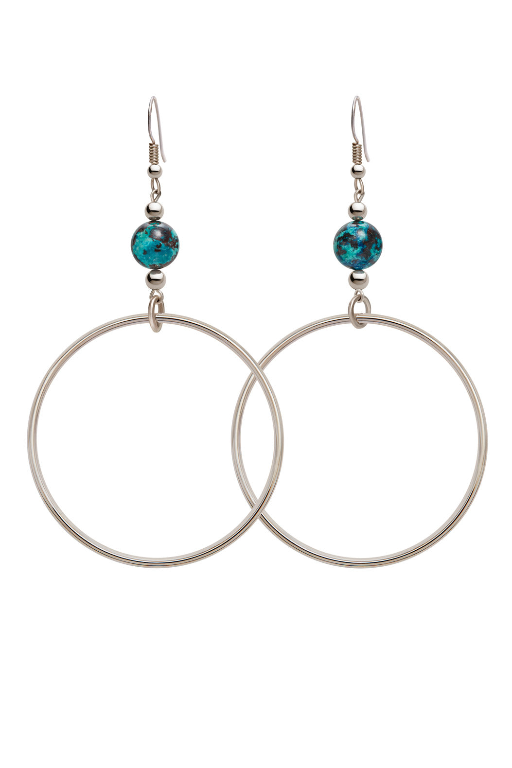 CRYSACOLLA CLASSIC STERLING SILVER HOOP EARRINGS