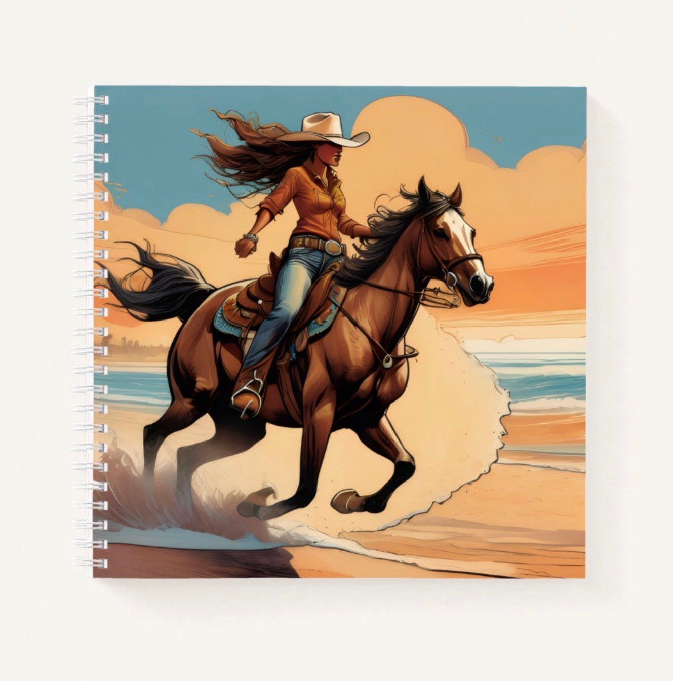 WESTERN COWGIRL BLAZING HARD COVER JOURNAL 8.5 x 8.5