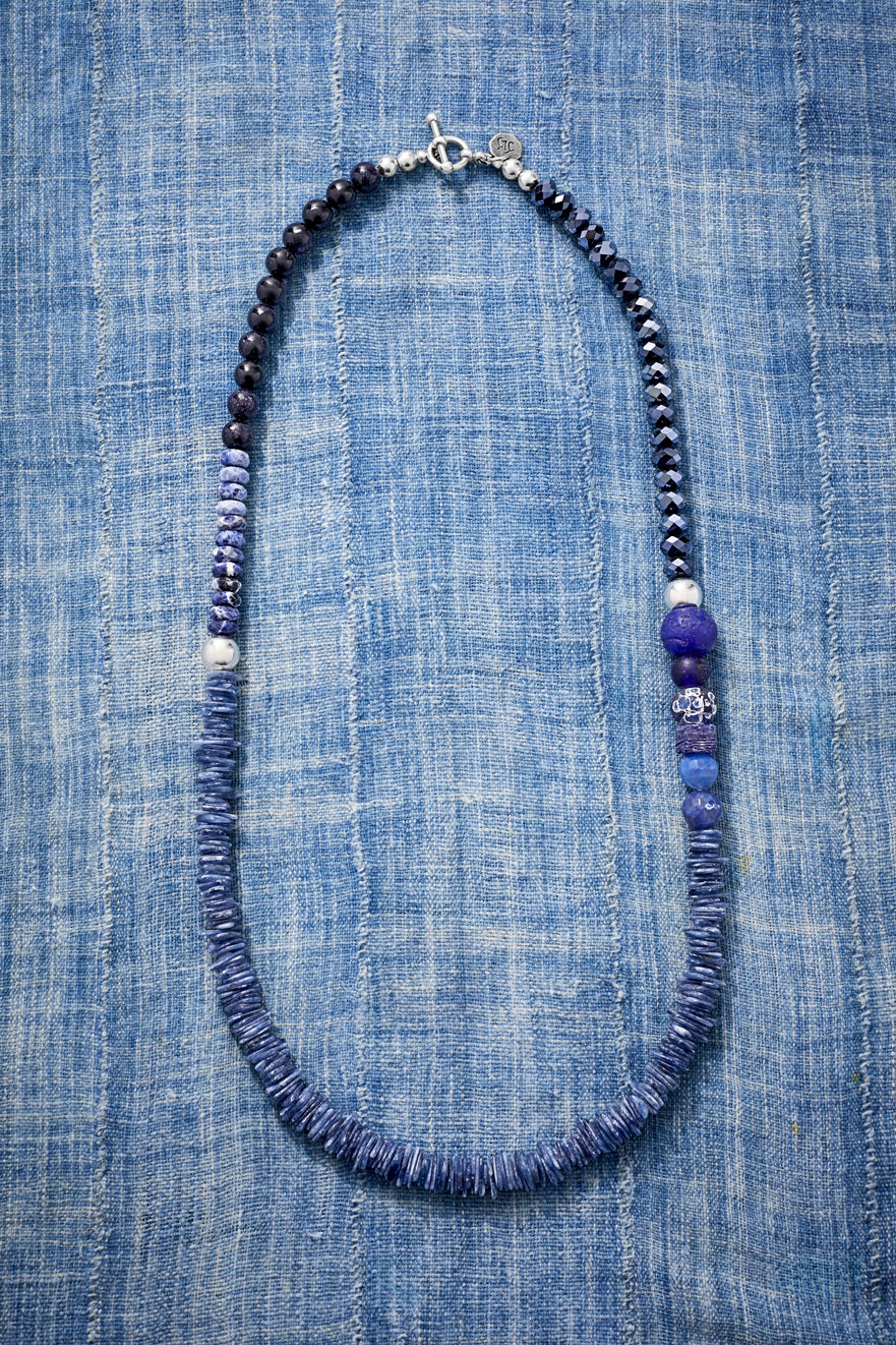 RUGGED DENIM AND GEMSTONES NECKLACE