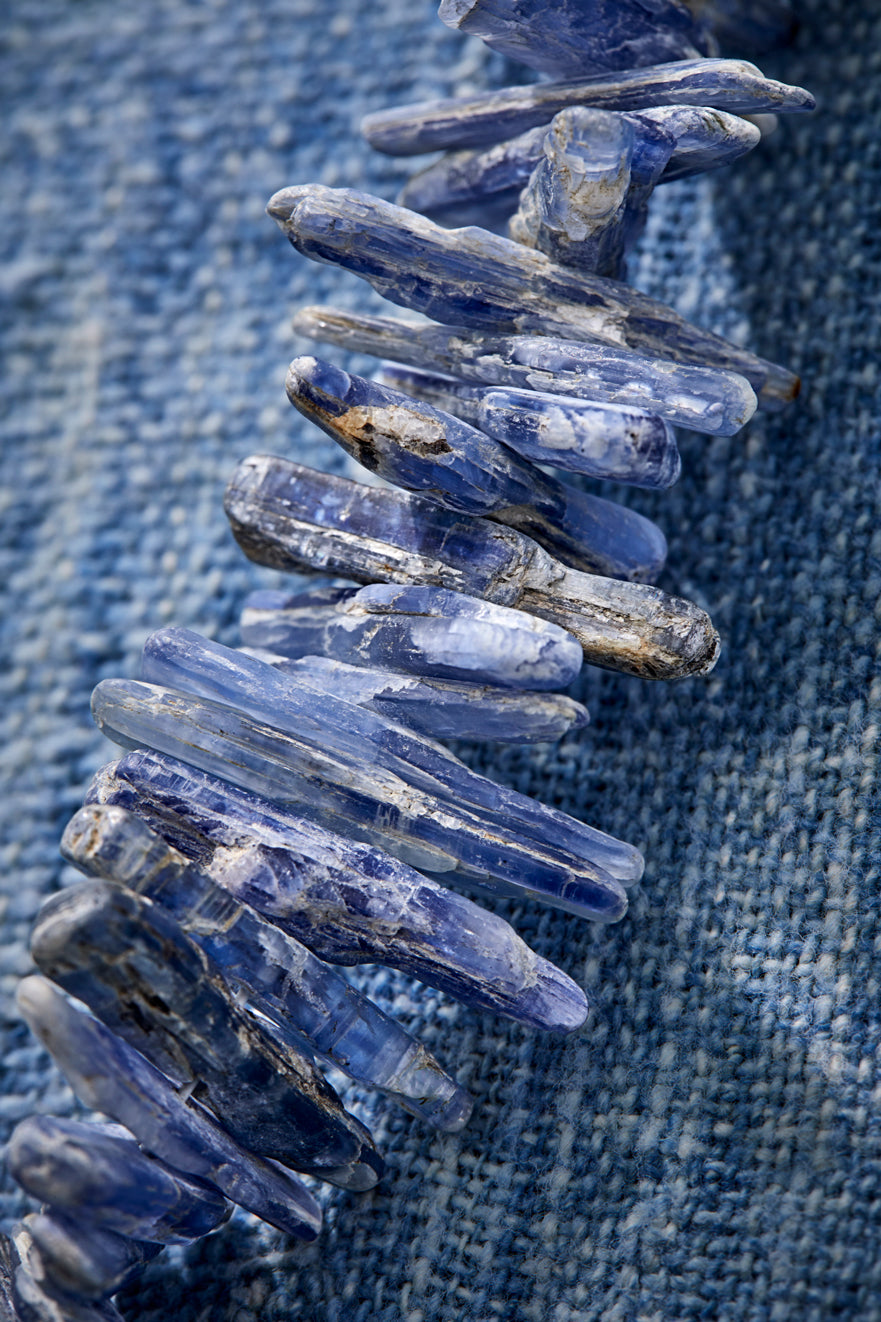 Faded Denim Opal And Kyanite Rugged Chain Necklace