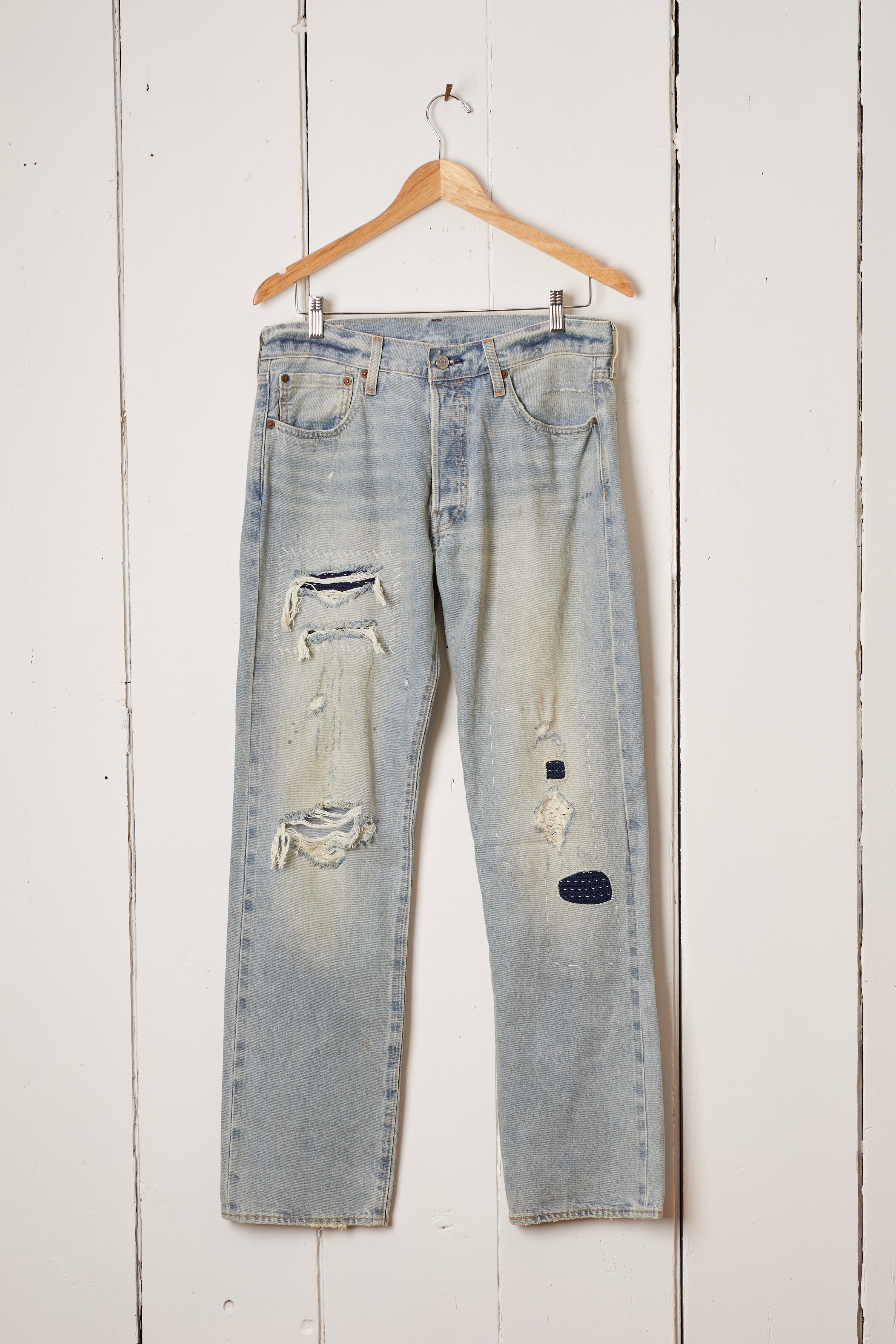 MENS FADED DENIM PATCHWORK JEANS - LEVIS