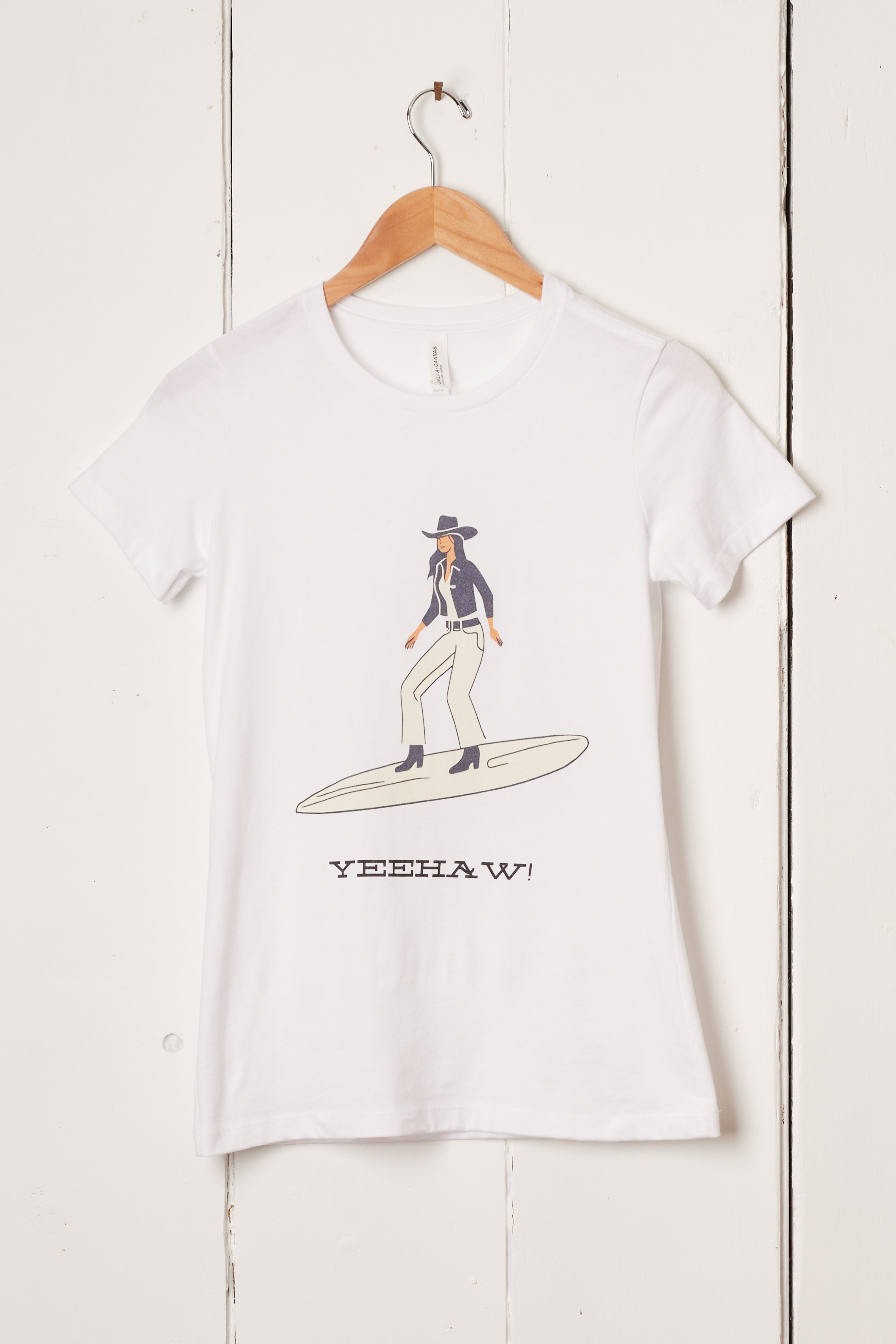 YEEHAW COWGIRL SURFING FITTED TEE