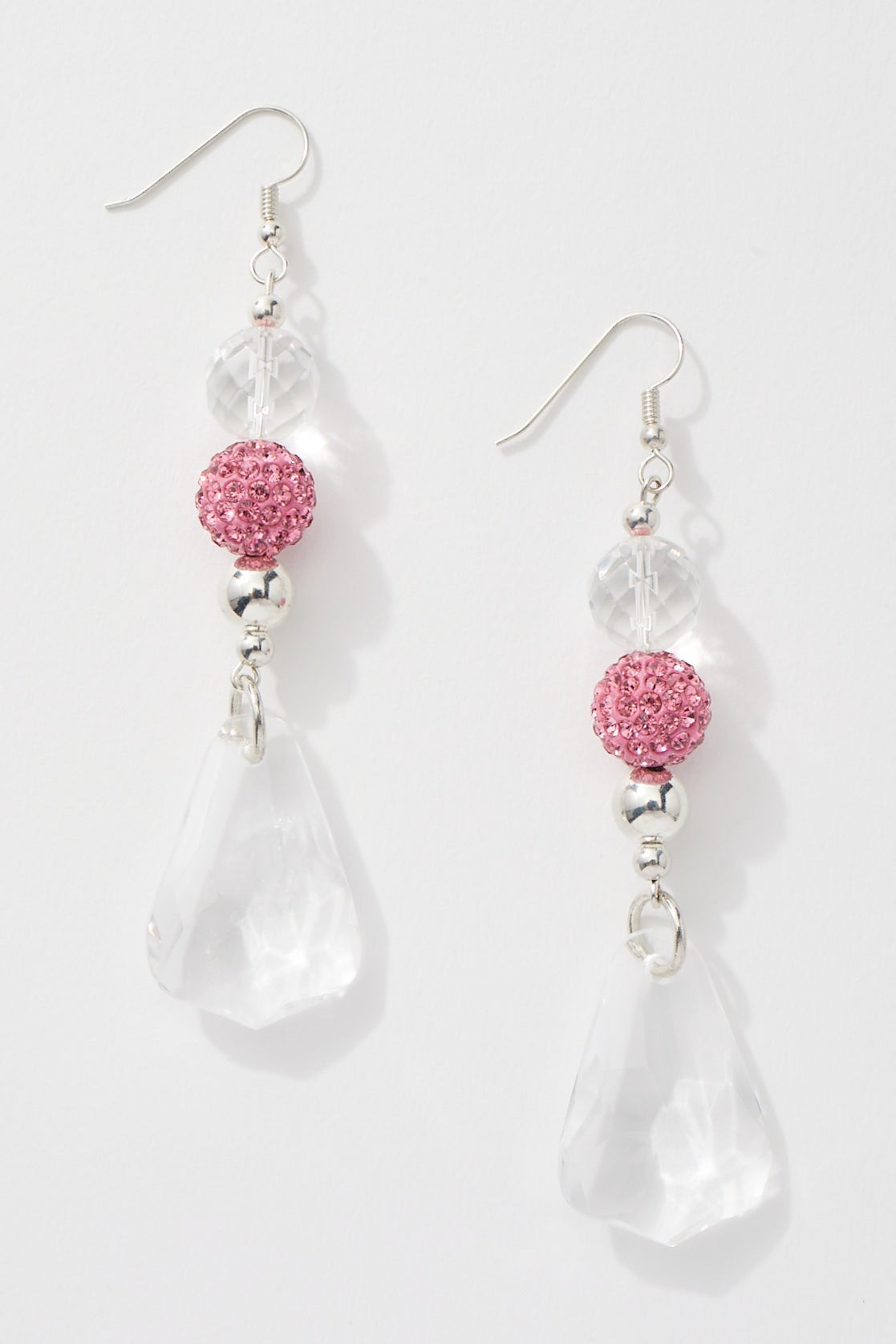 DRINK ROSE CHAMPAGNE ALL NIGHT CRYSTAL QUARTZ EARRINGS