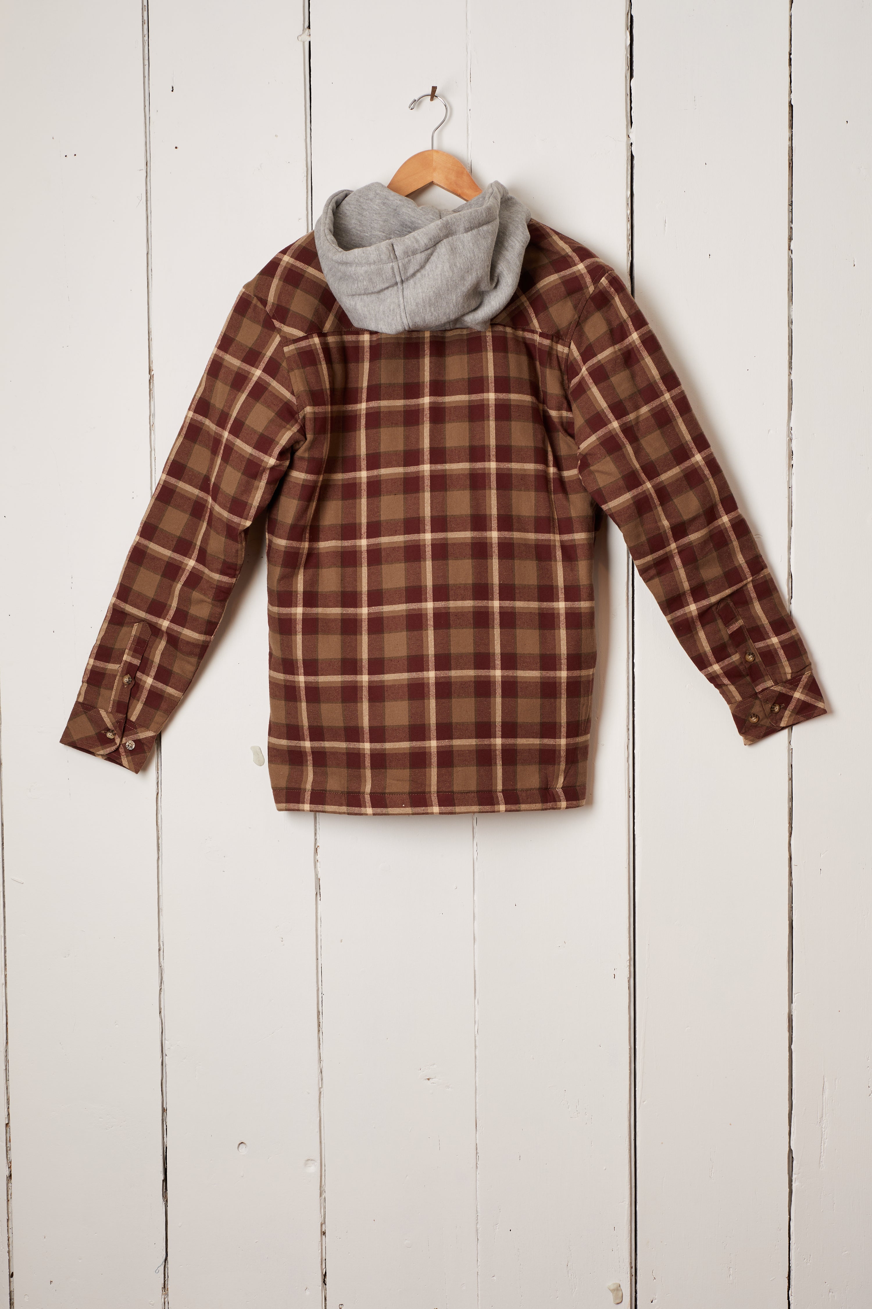 MENS WORKWEAR RED PLAID HOODED JACKET - WRANGLER