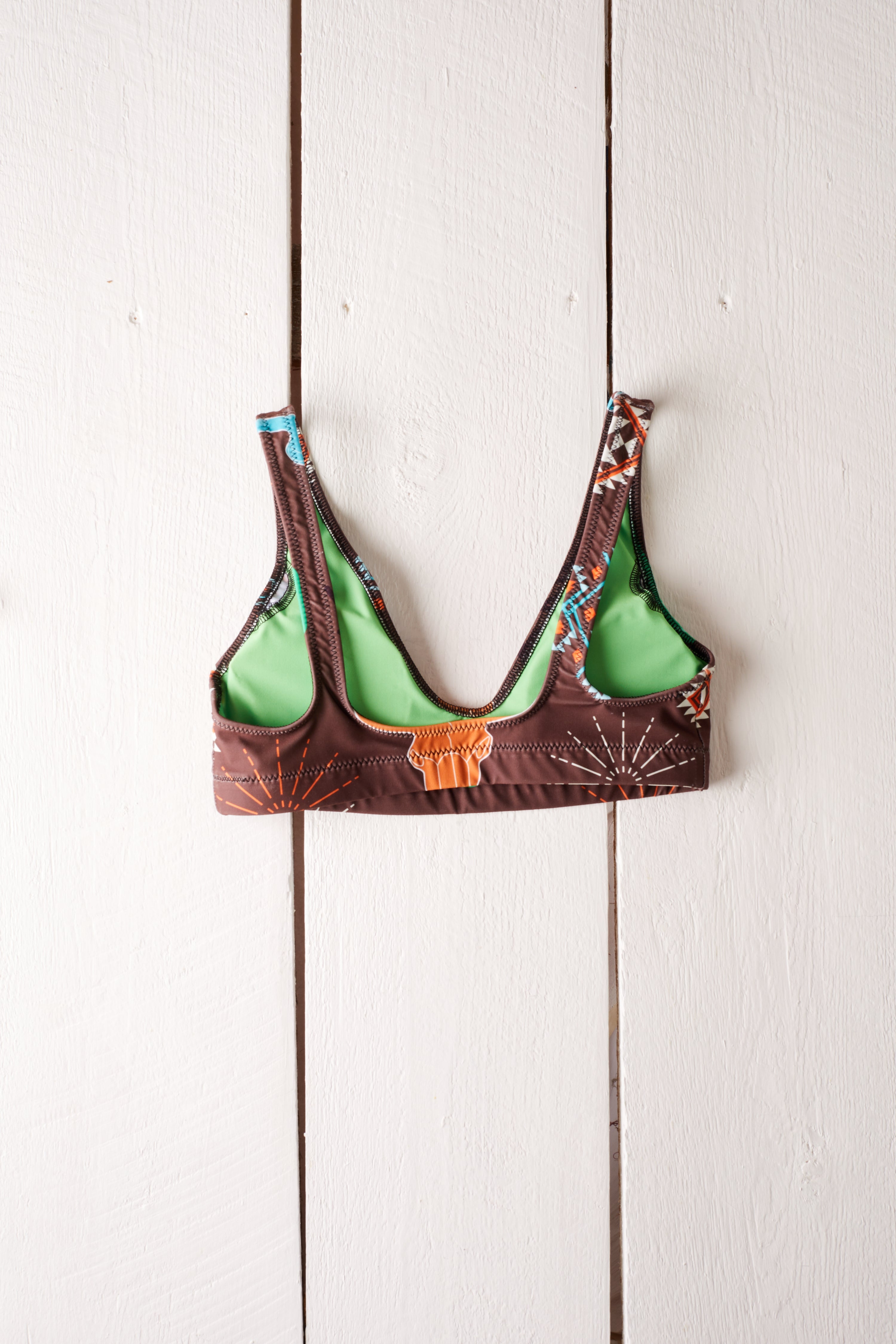 TAUPE STEER HEAD BIKINI TOP