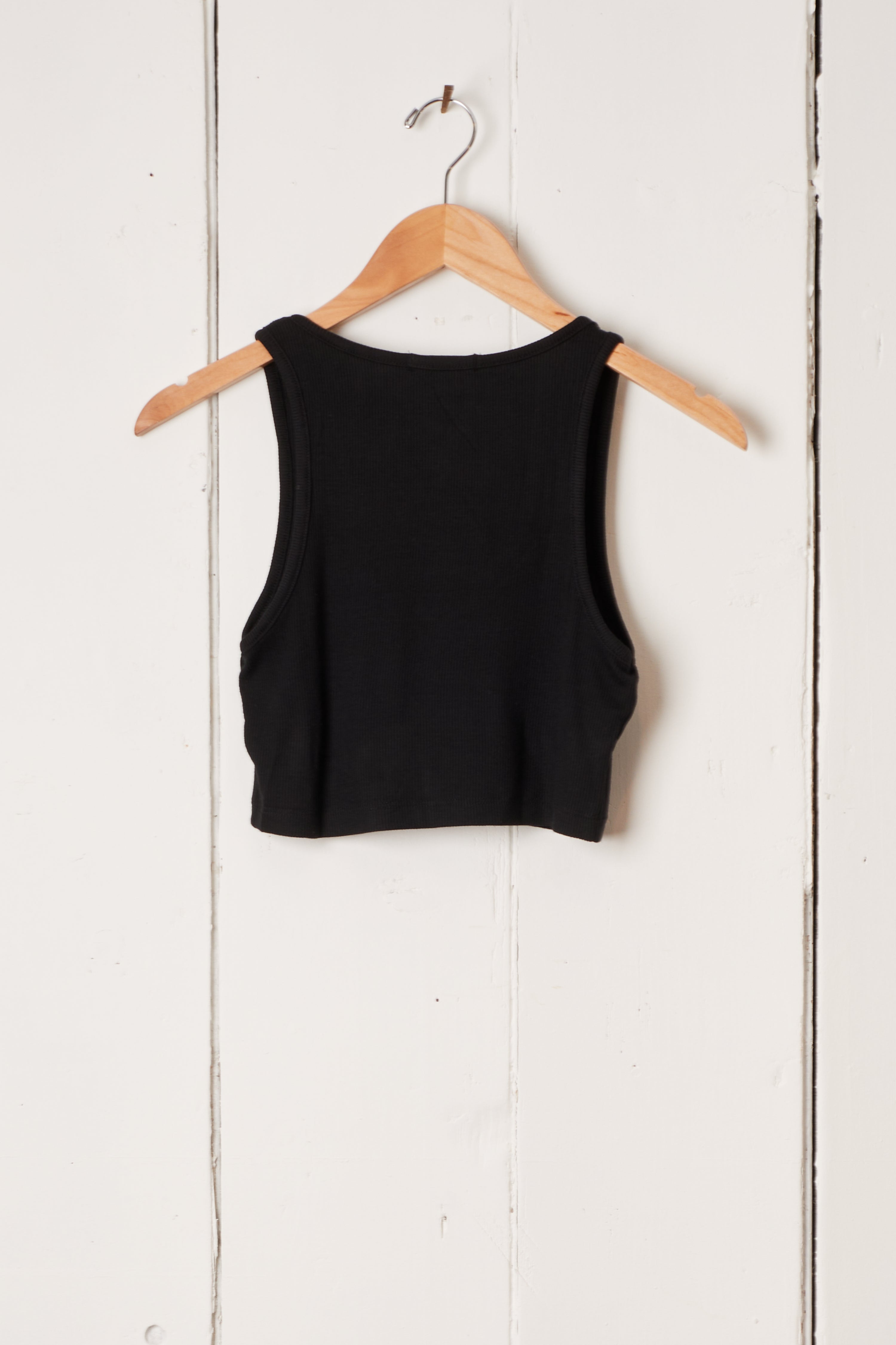 BLACK MODAL CROP TANK