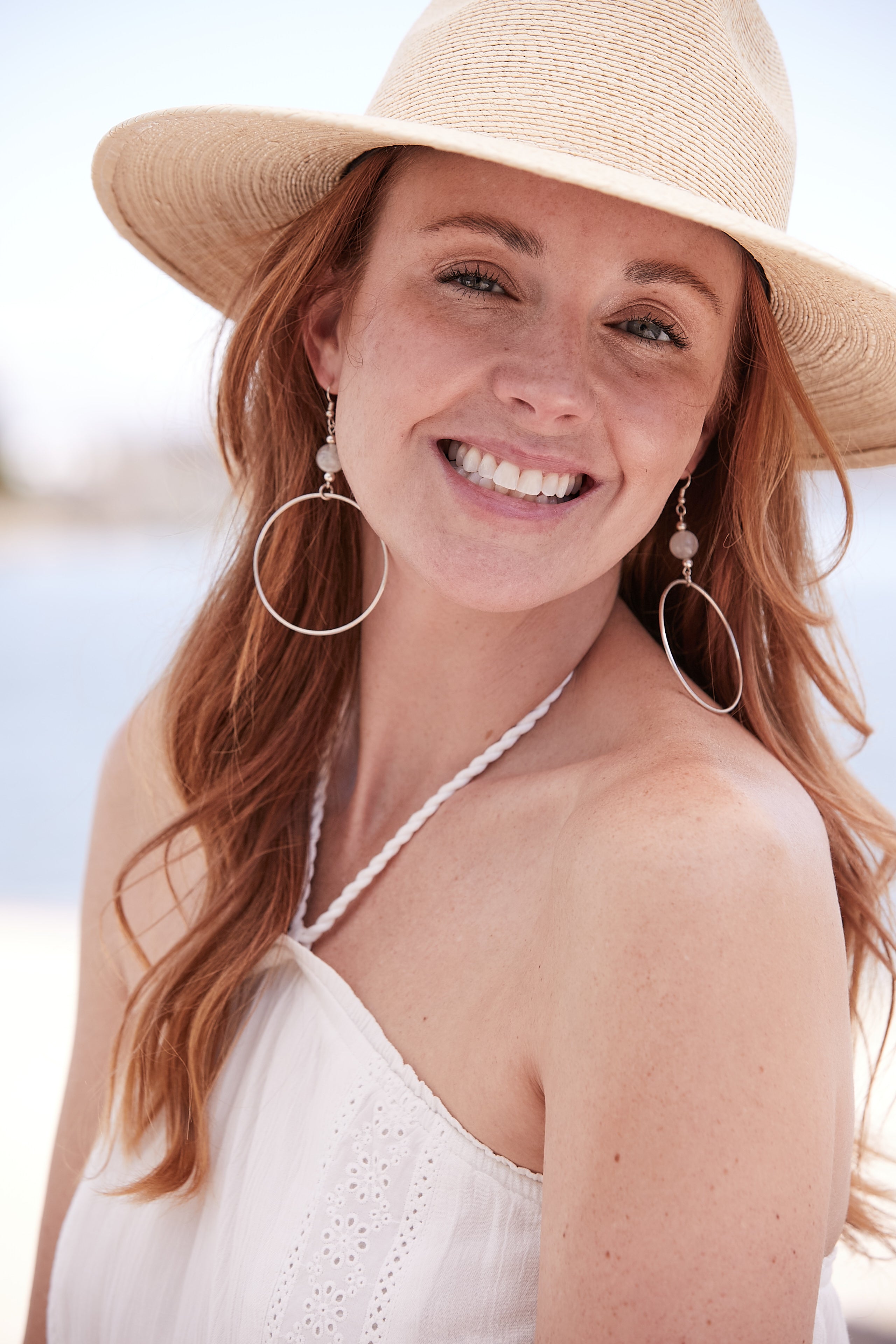 RAINBOW MOONSTONE CLASSIC STERLING SILVER HOOP EARRINGS