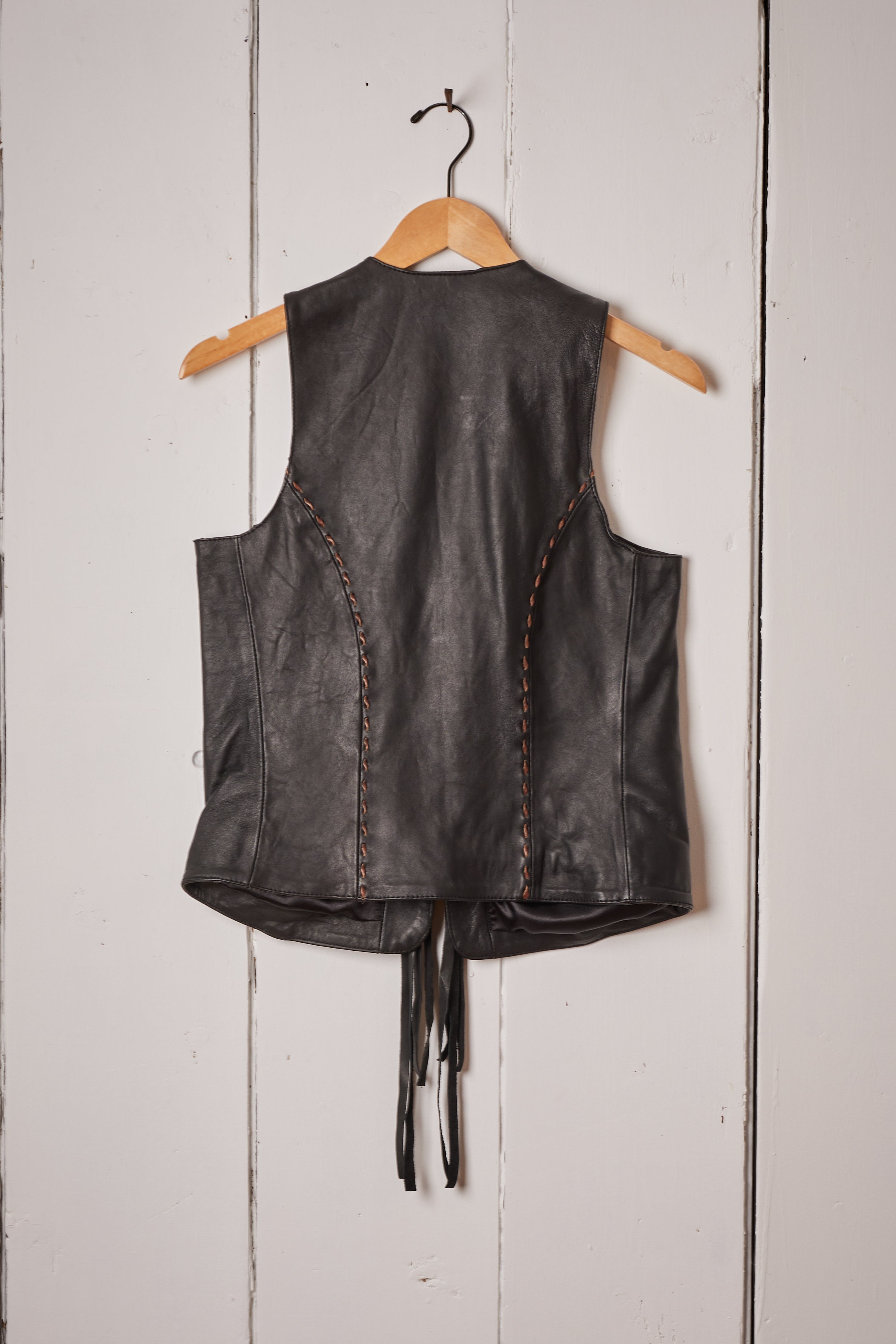 BLACK TOOLED LEATHER VEST