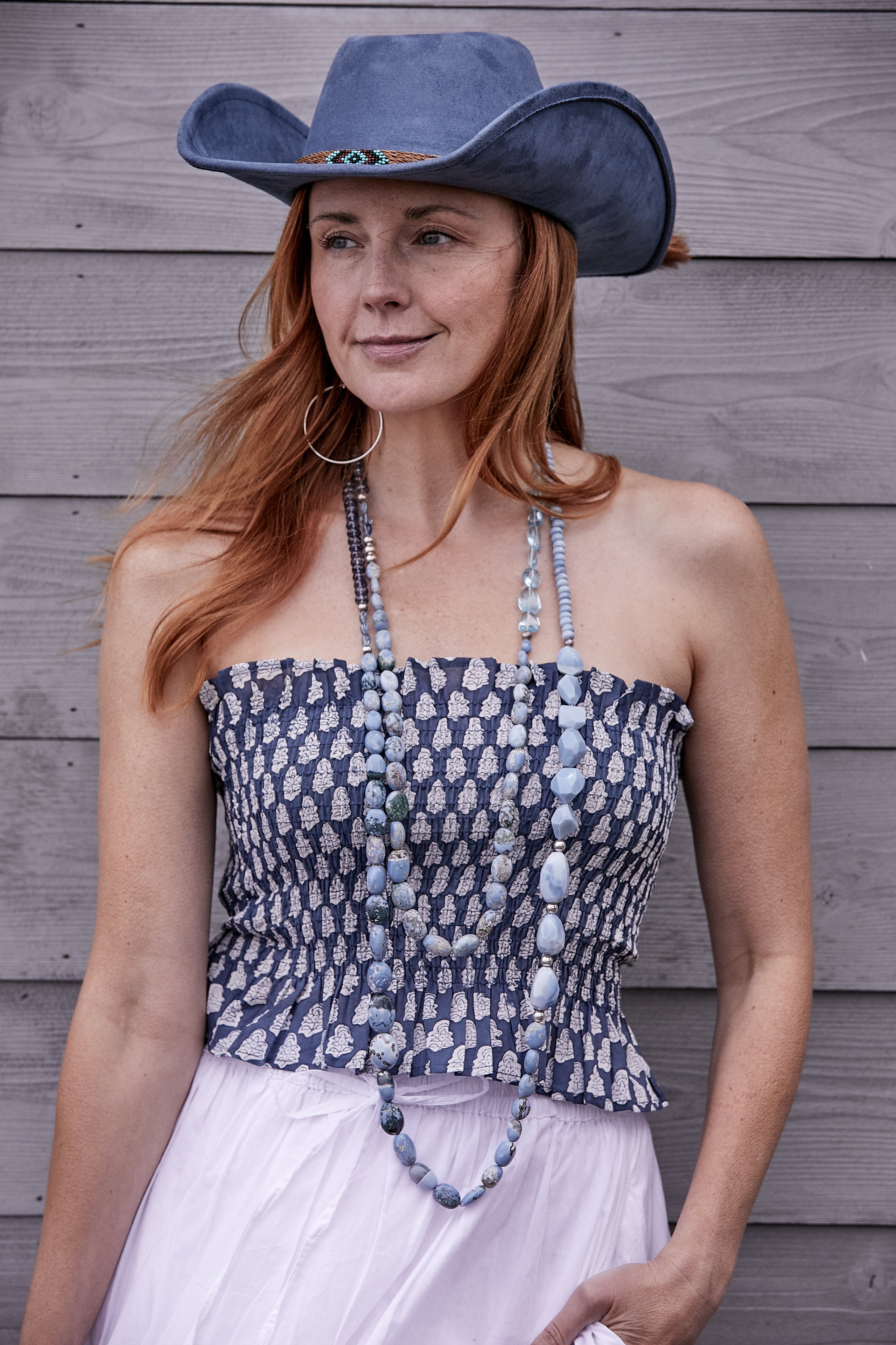 Luminous Blue Topaz and Denim Opal Necklace