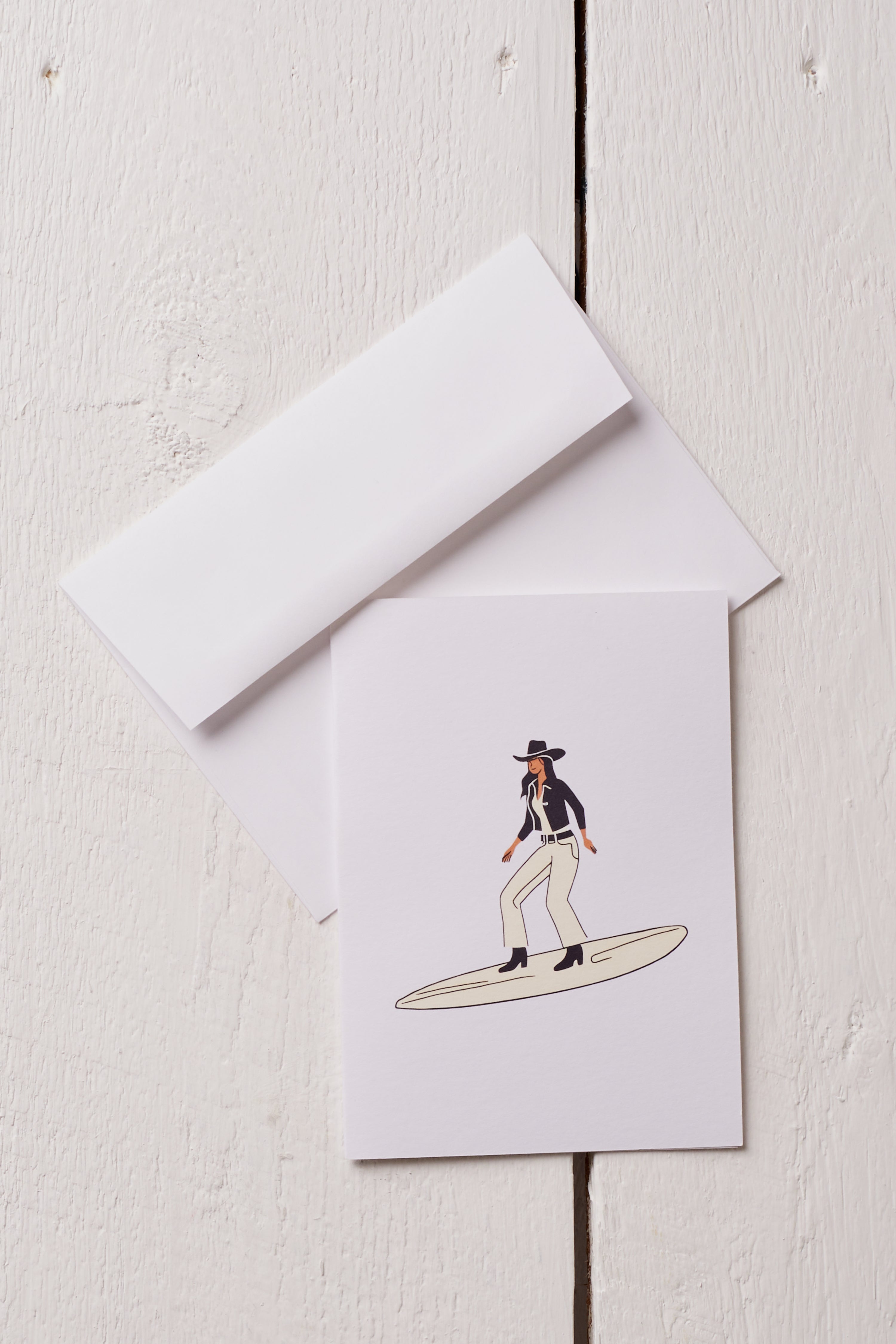 COWGIRL SURFING GREETING CARD