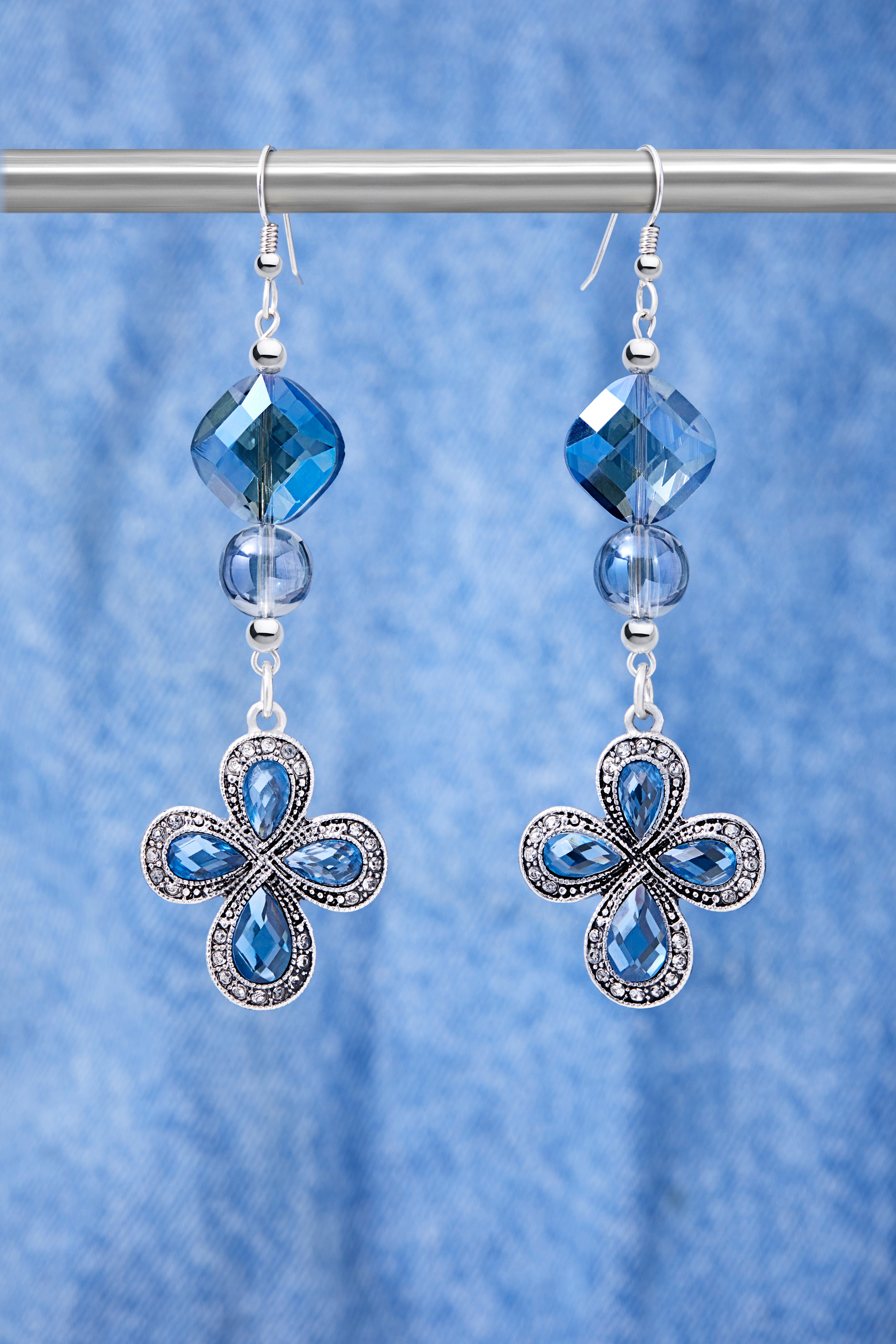 ETHEREAL BLUE LUCKY CLOVER EARRINGS