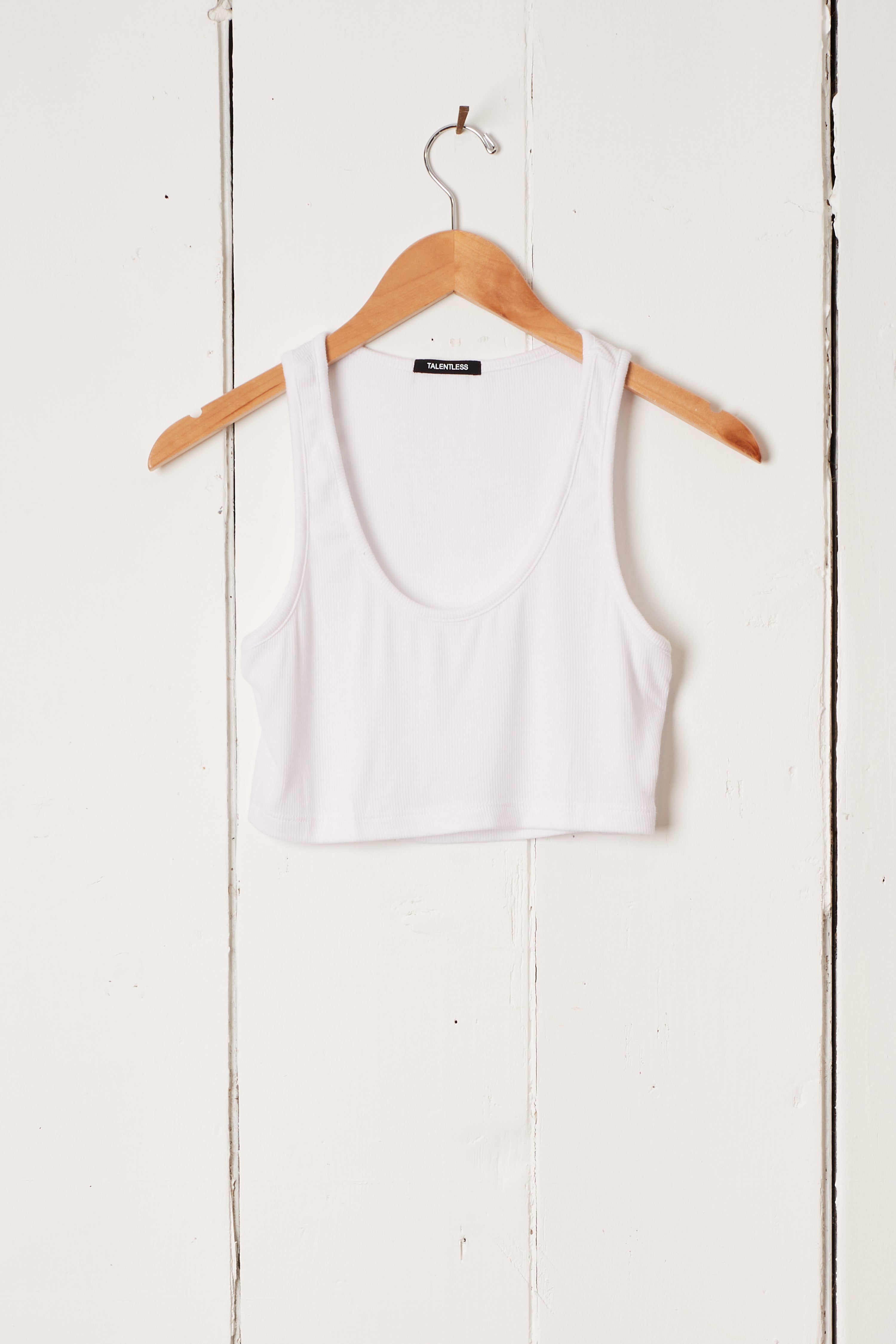 WHITE MODAL CROP TANK