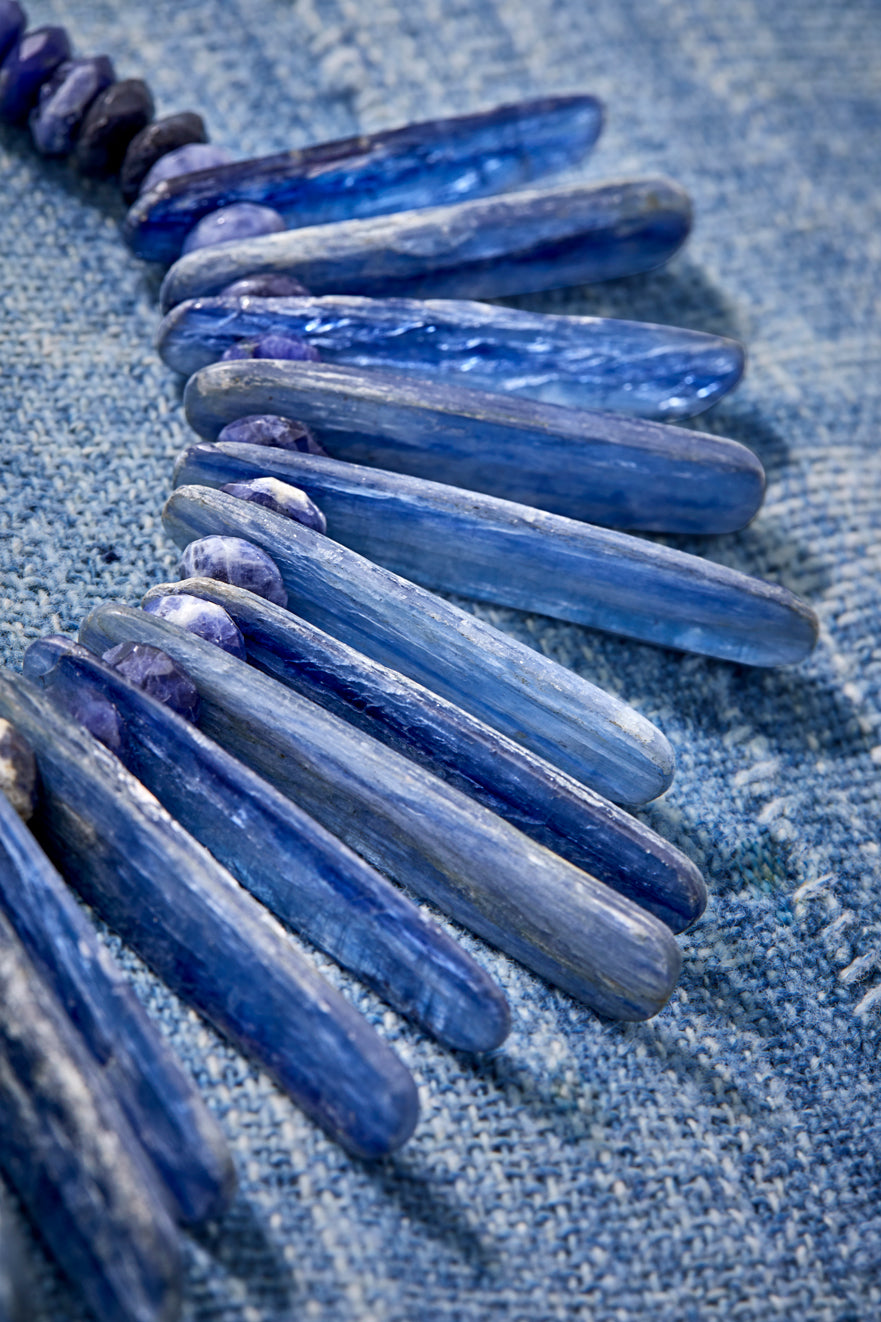 Denim Spike Choker Necklace