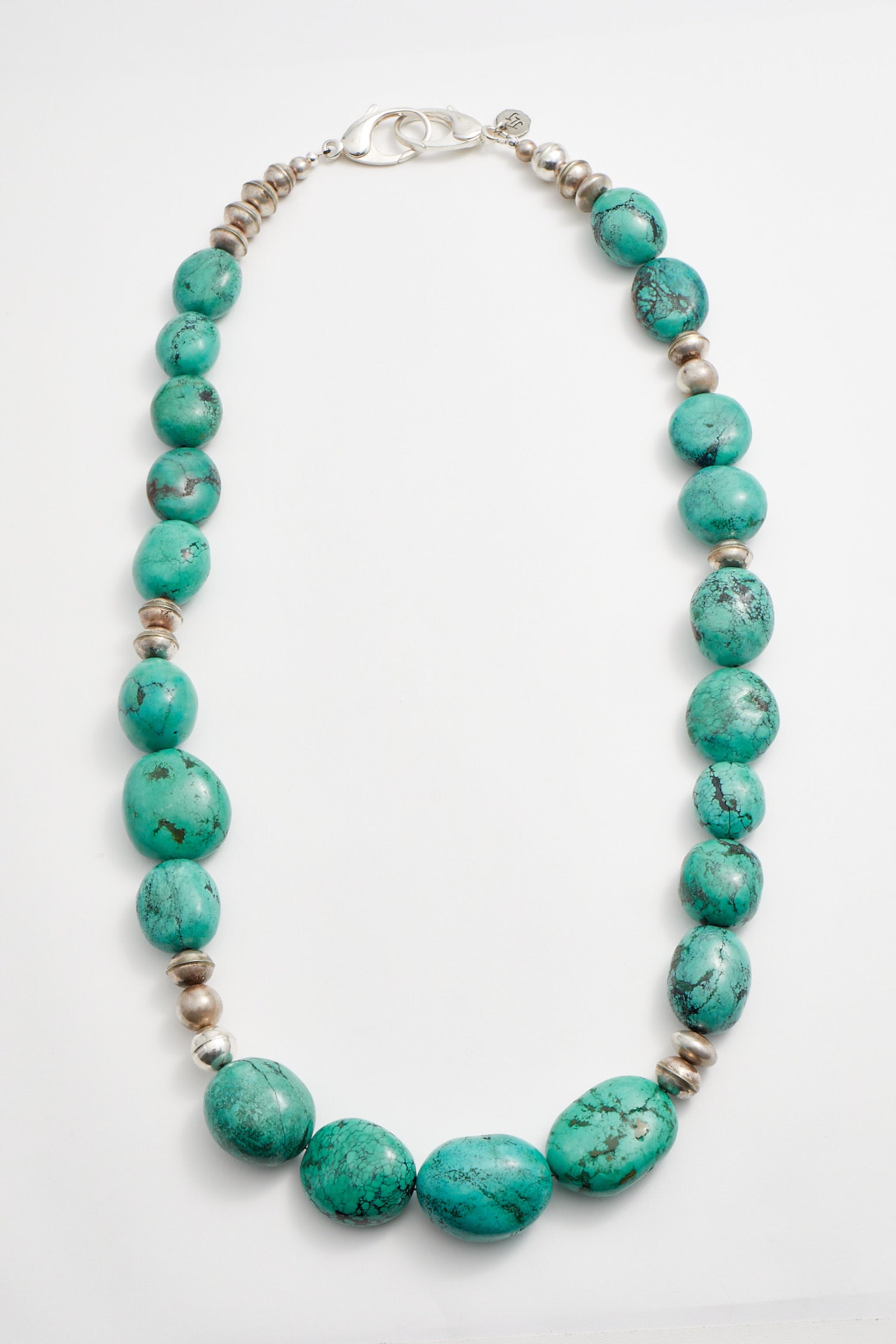 LONG TURQUOISE AND STERLING SILVER GODDESS NECKLACE