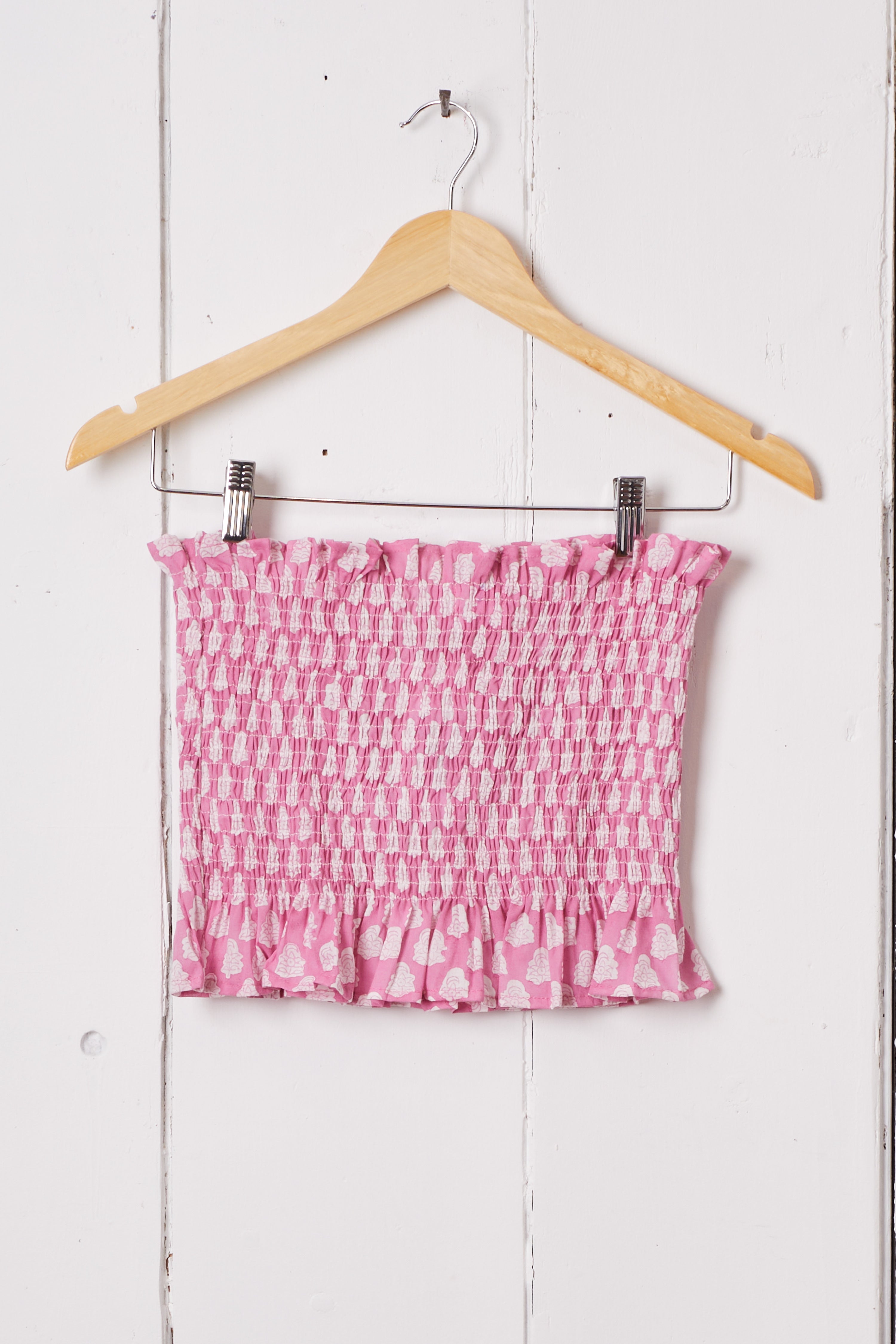 PINK AND WHITE TUBE TOP