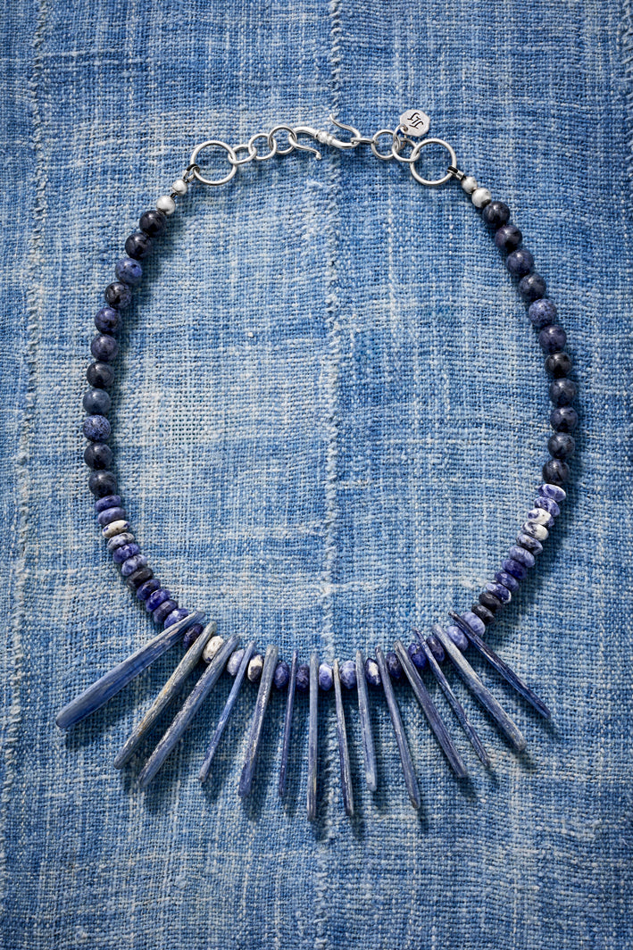Denim Spike Choker Necklace