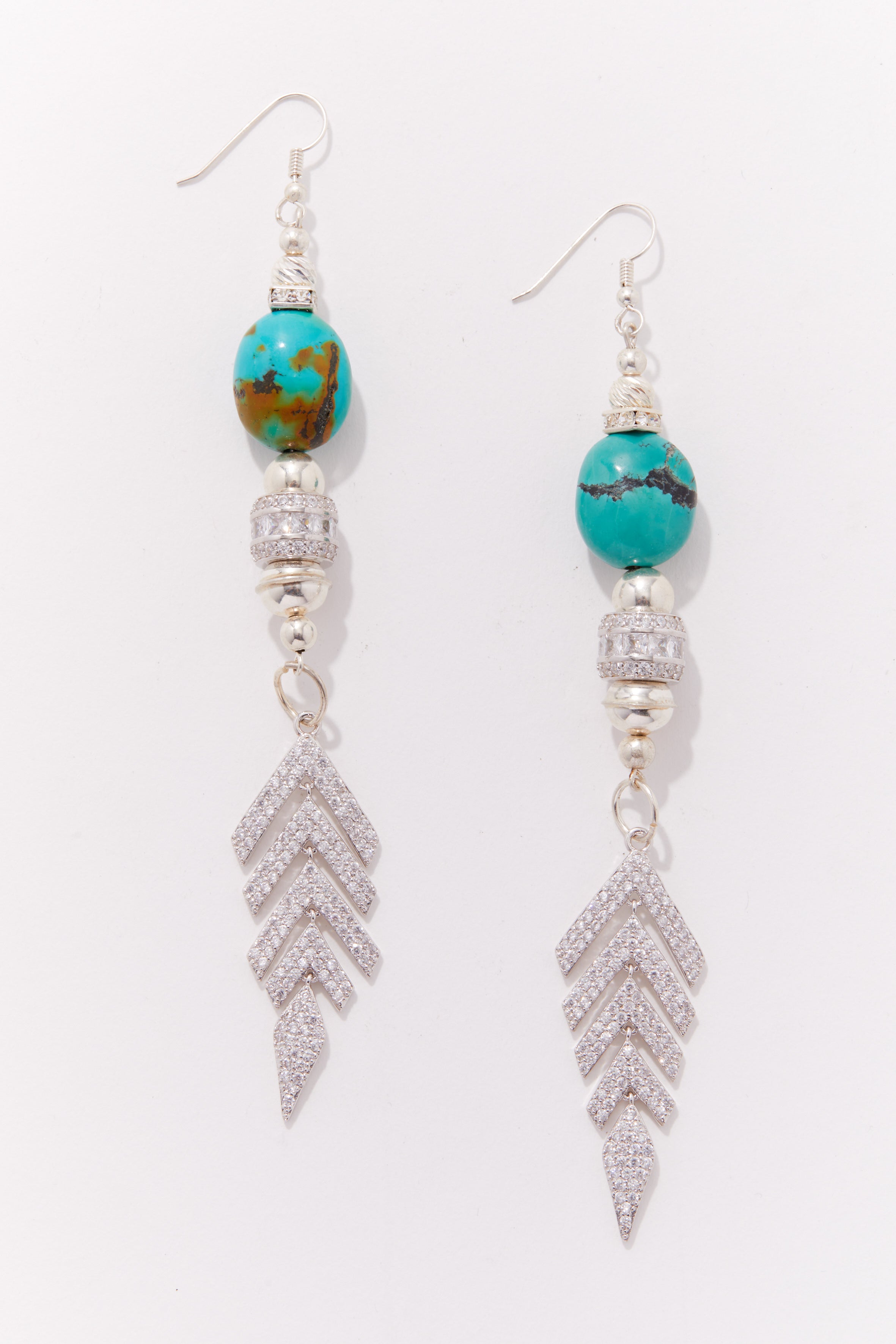 SPARKLING TURQUOISE ARROW EARRINGS