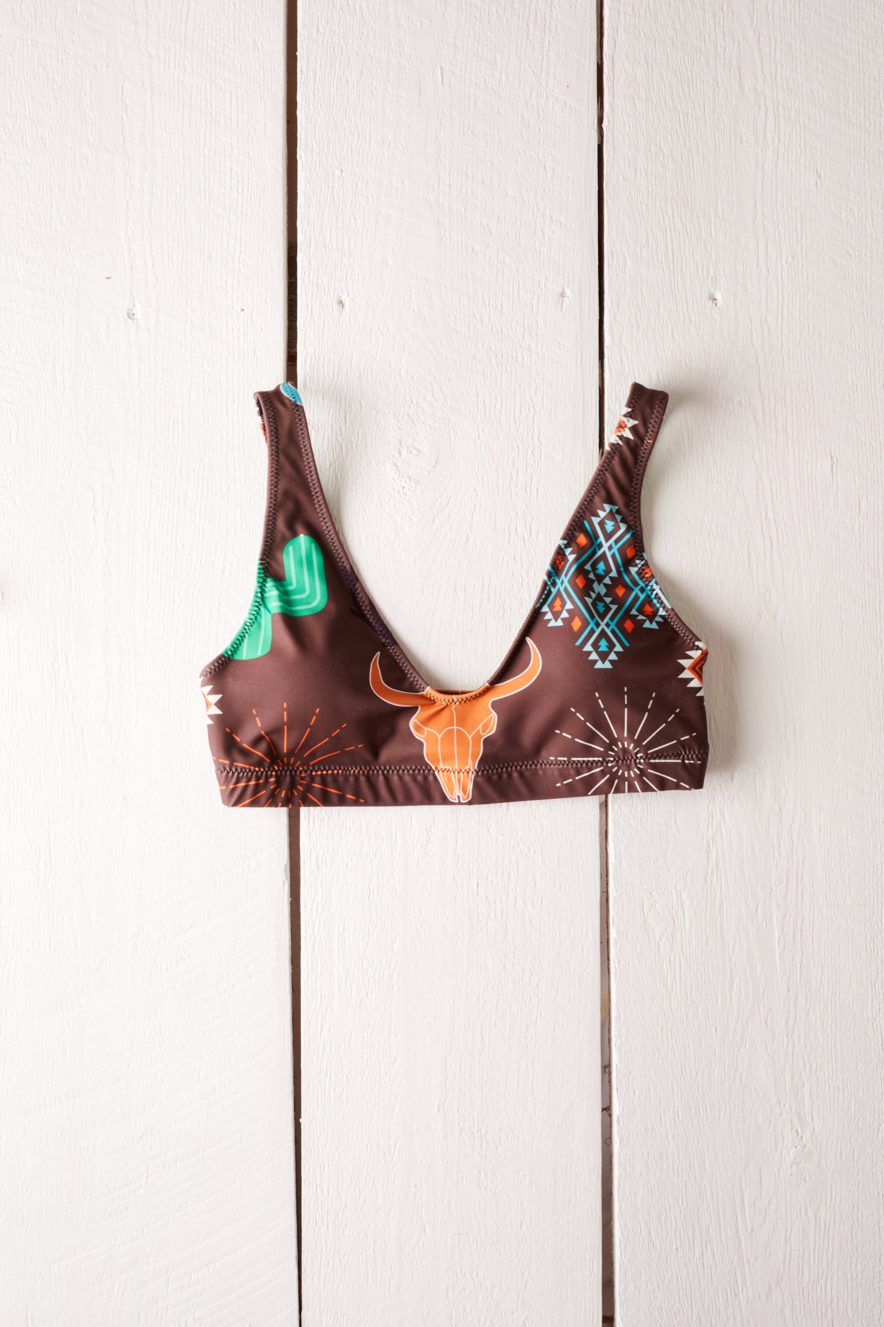 TAUPE STEER HEAD BIKINI TOP