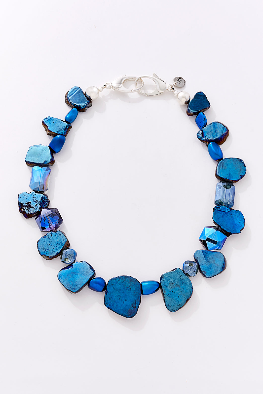 Metallic Royal Blue Quartz Choker Necklace