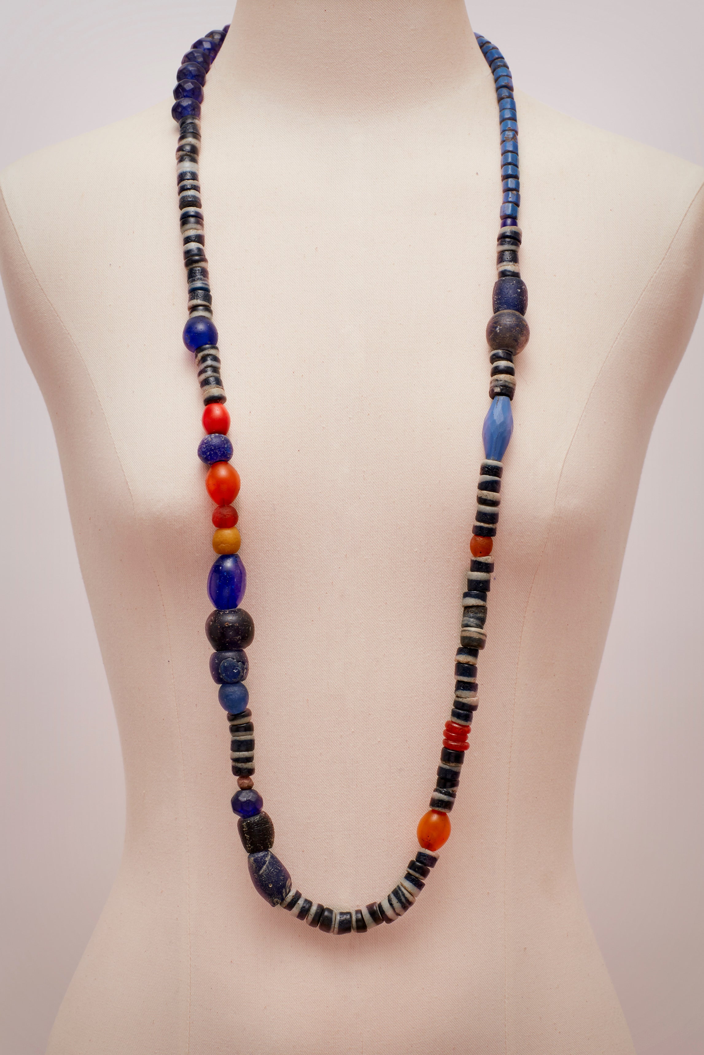 RUGGED NAVY AND ORANGE STRIPE NECKLACE