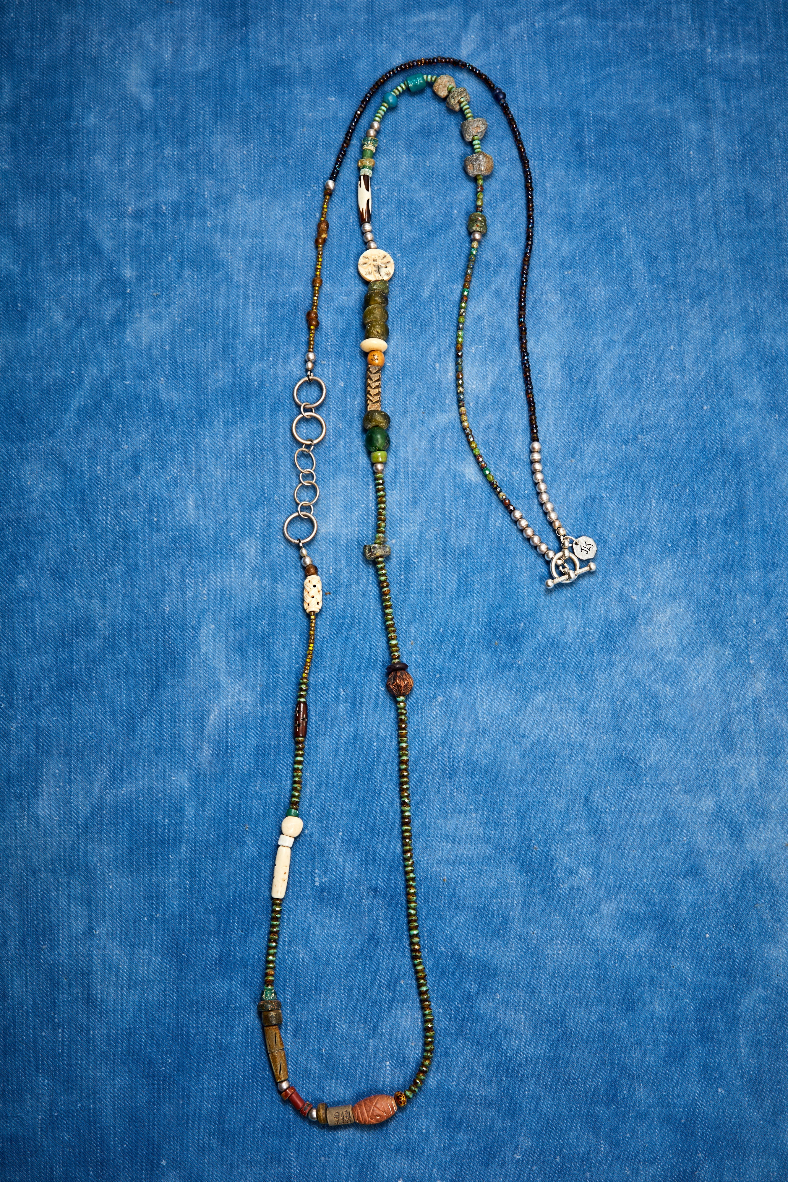 BLUE-GREEN TURQUOISE DRAGONFLY WRAP-AROUND NECKLACE