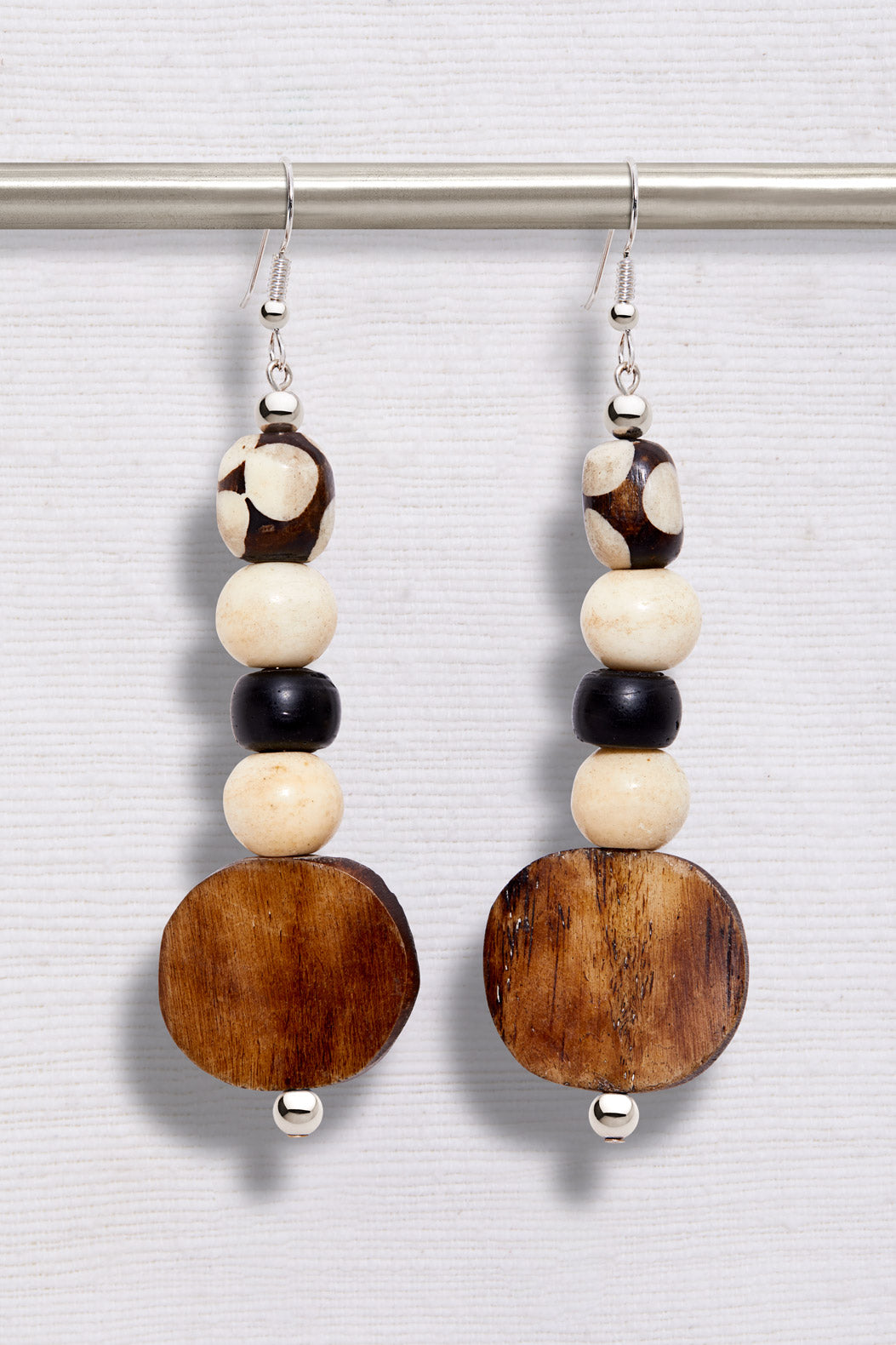 CREAM AND WEATHERED BROWN POLKADOT EARRINGS