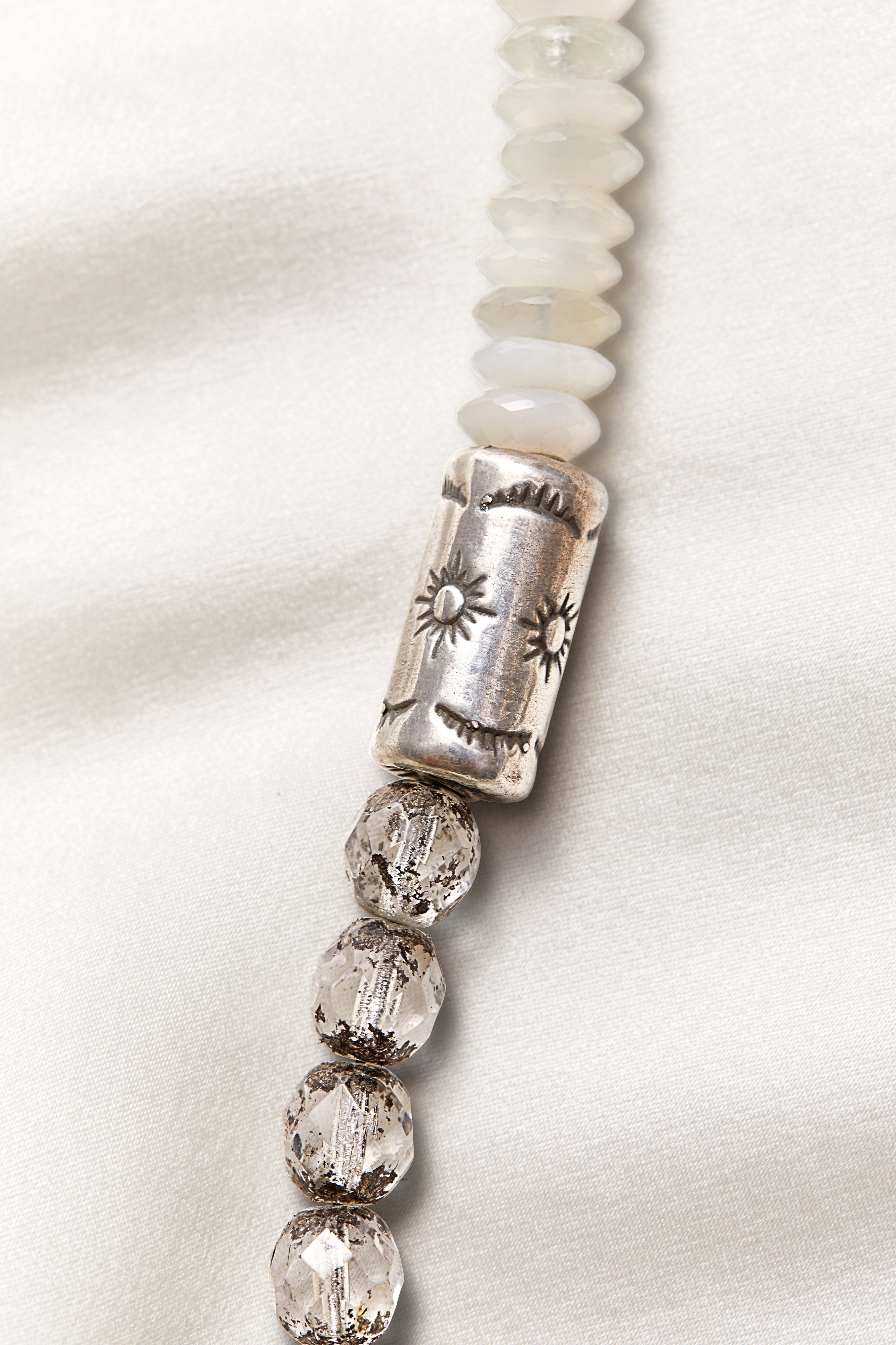 CRYSTAL QUARTZ AND MOONSTONE SOUTHWEST SUN NECKLACE