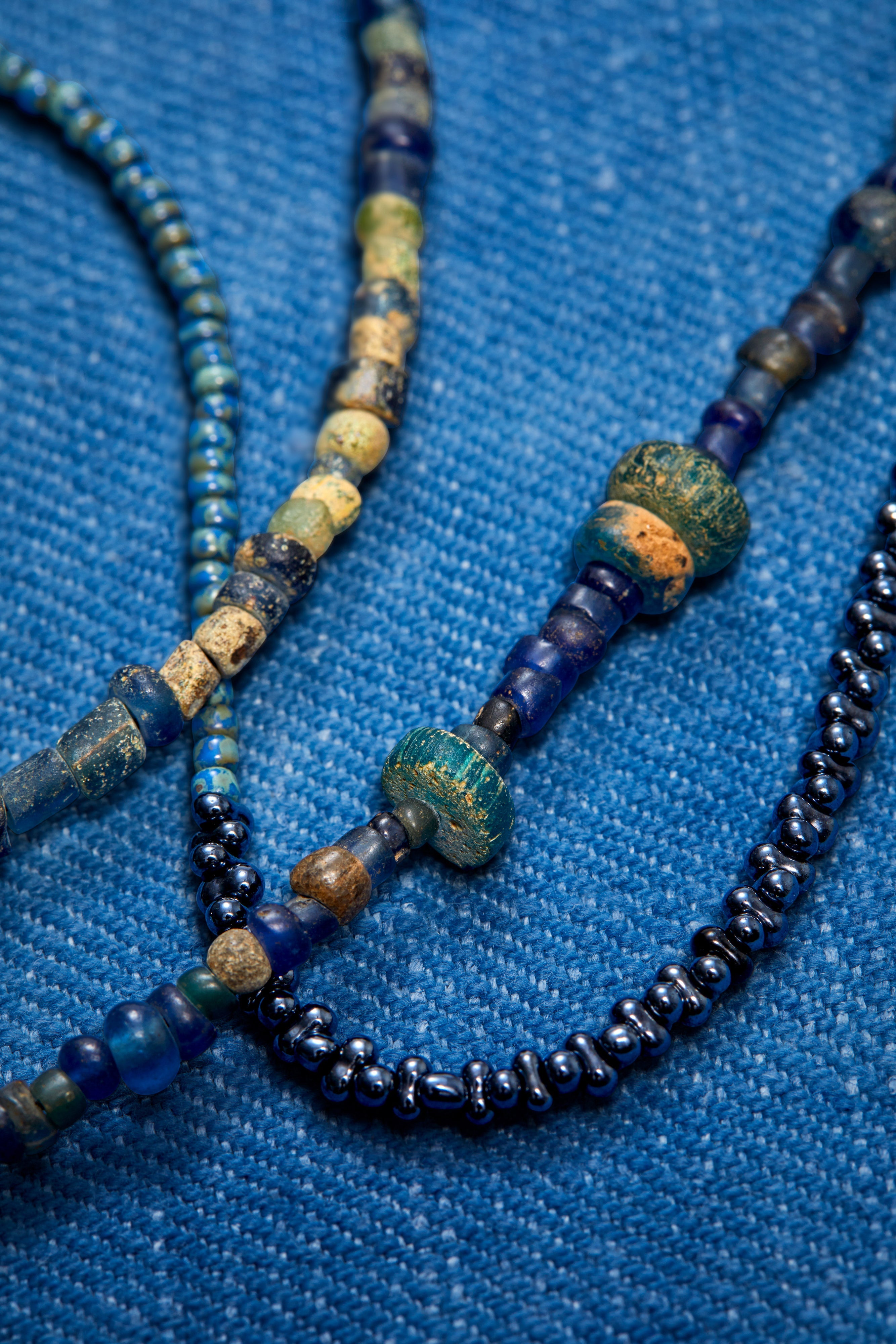 EXTRA LONG INDIGO AND BLACK DRAGONFLY WRAP-AROUND AROUND NECKLACE