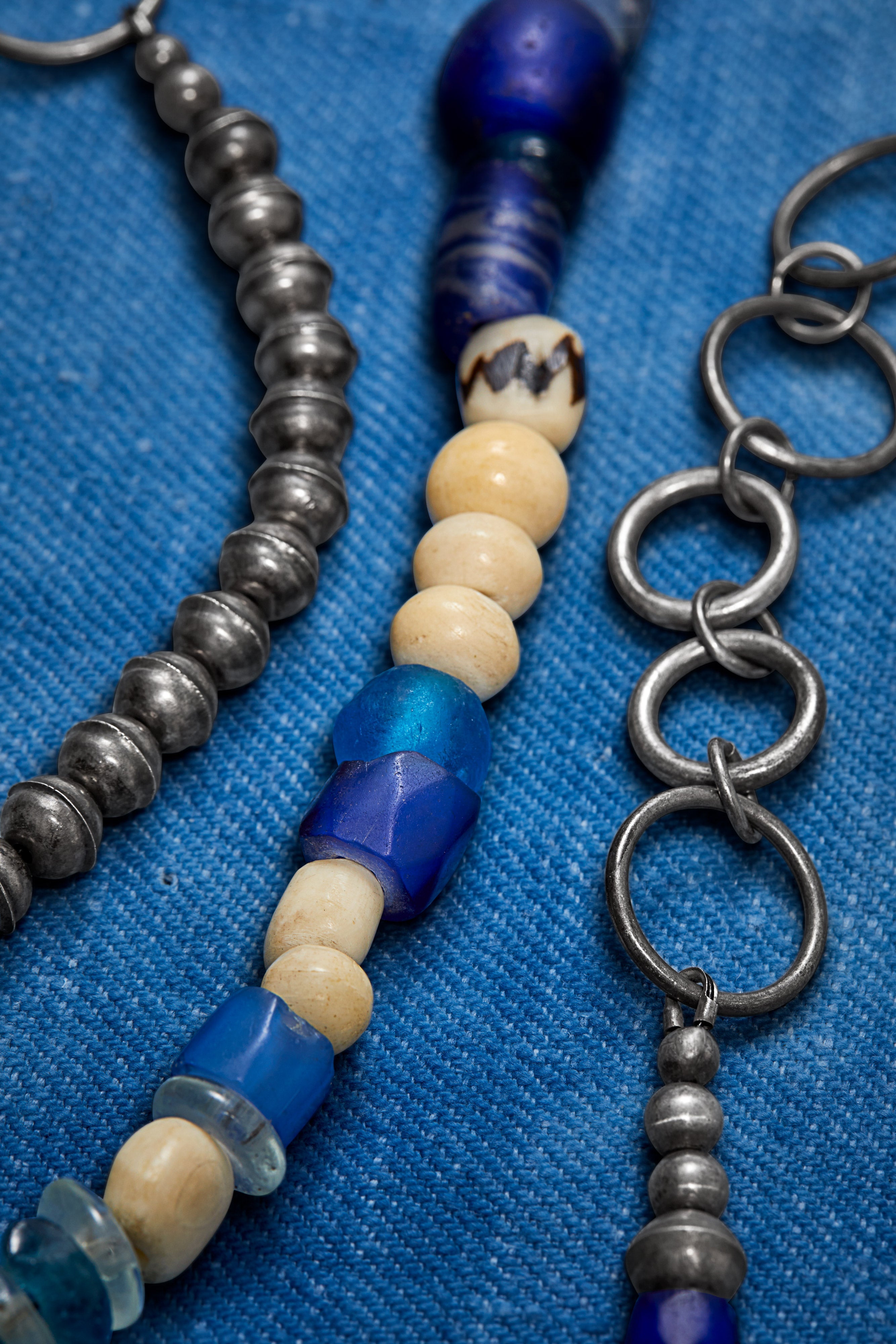 SHADES OF BLUE ULTRA LONG WRAP-AROUND NECKLACE