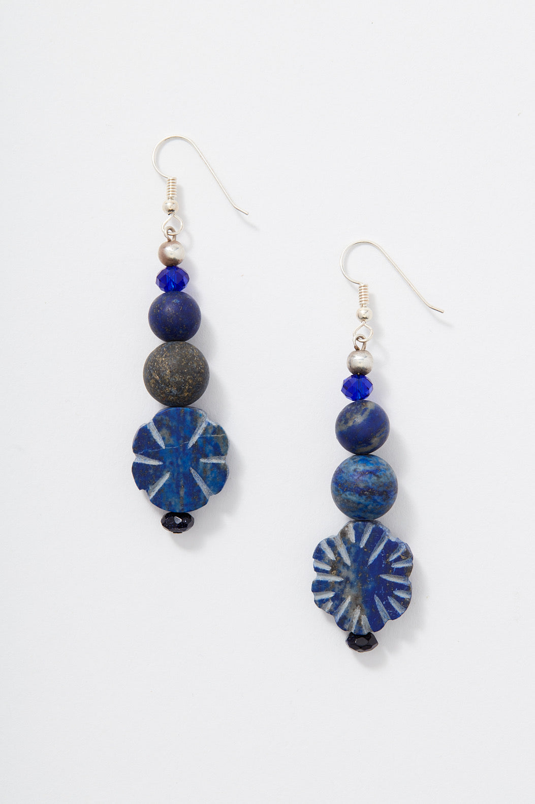 BLUE INDIGO FLOWER EARRINGS