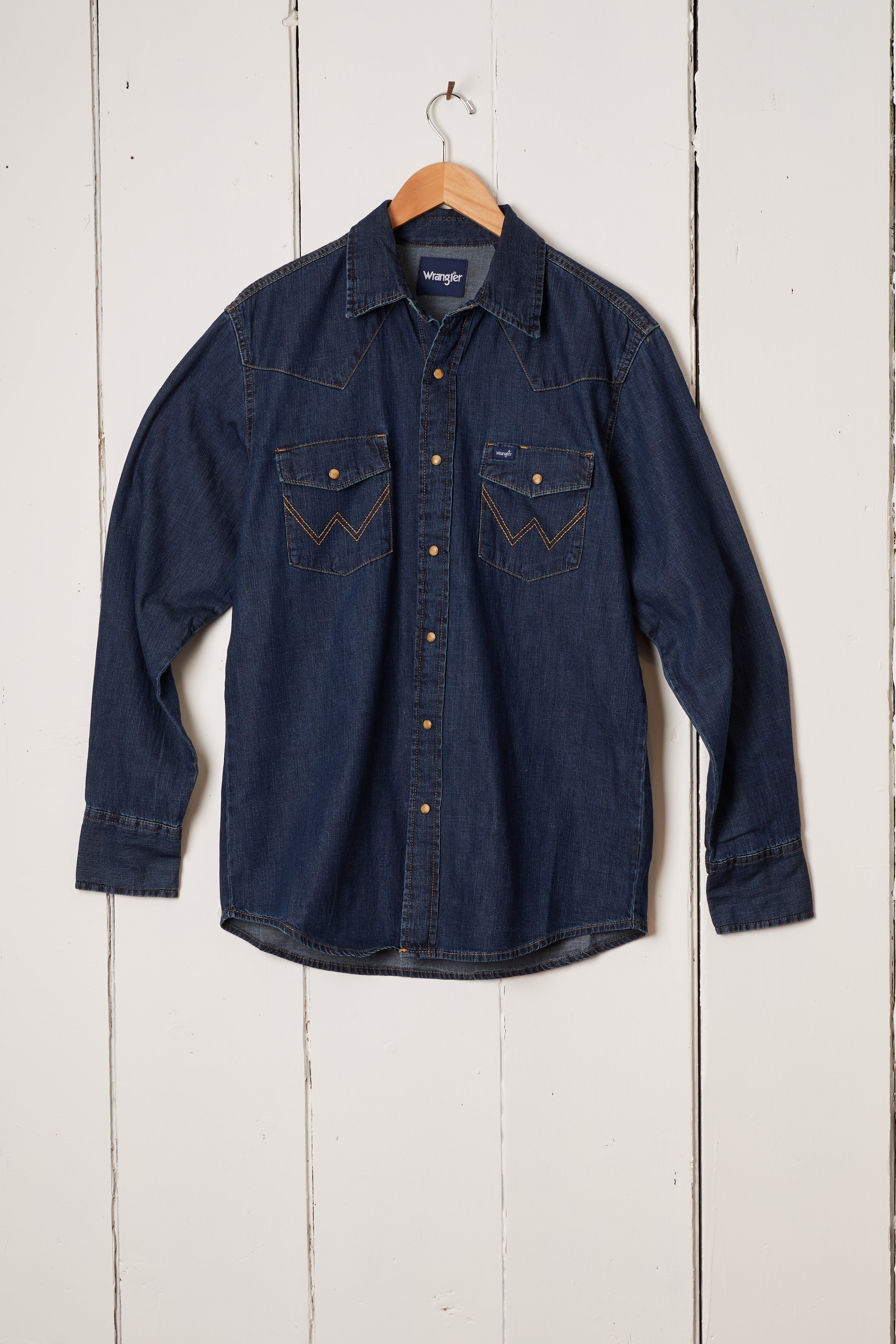 MENS DARK WASH DENIM WESTERN SHIRT - WRANGLER
