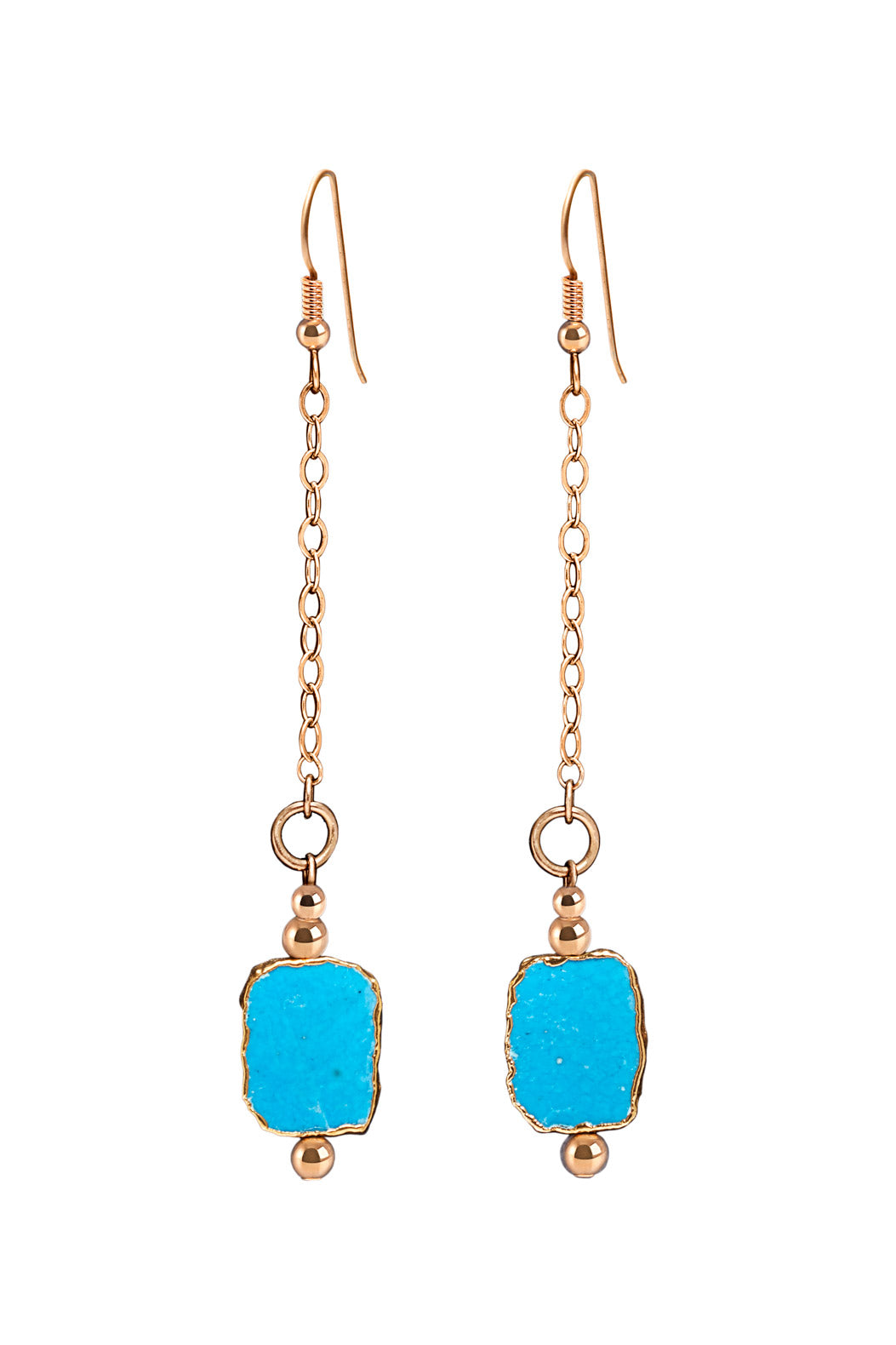 14K GOLD CHAIN AND TURQUOISE DROP EARRINGS