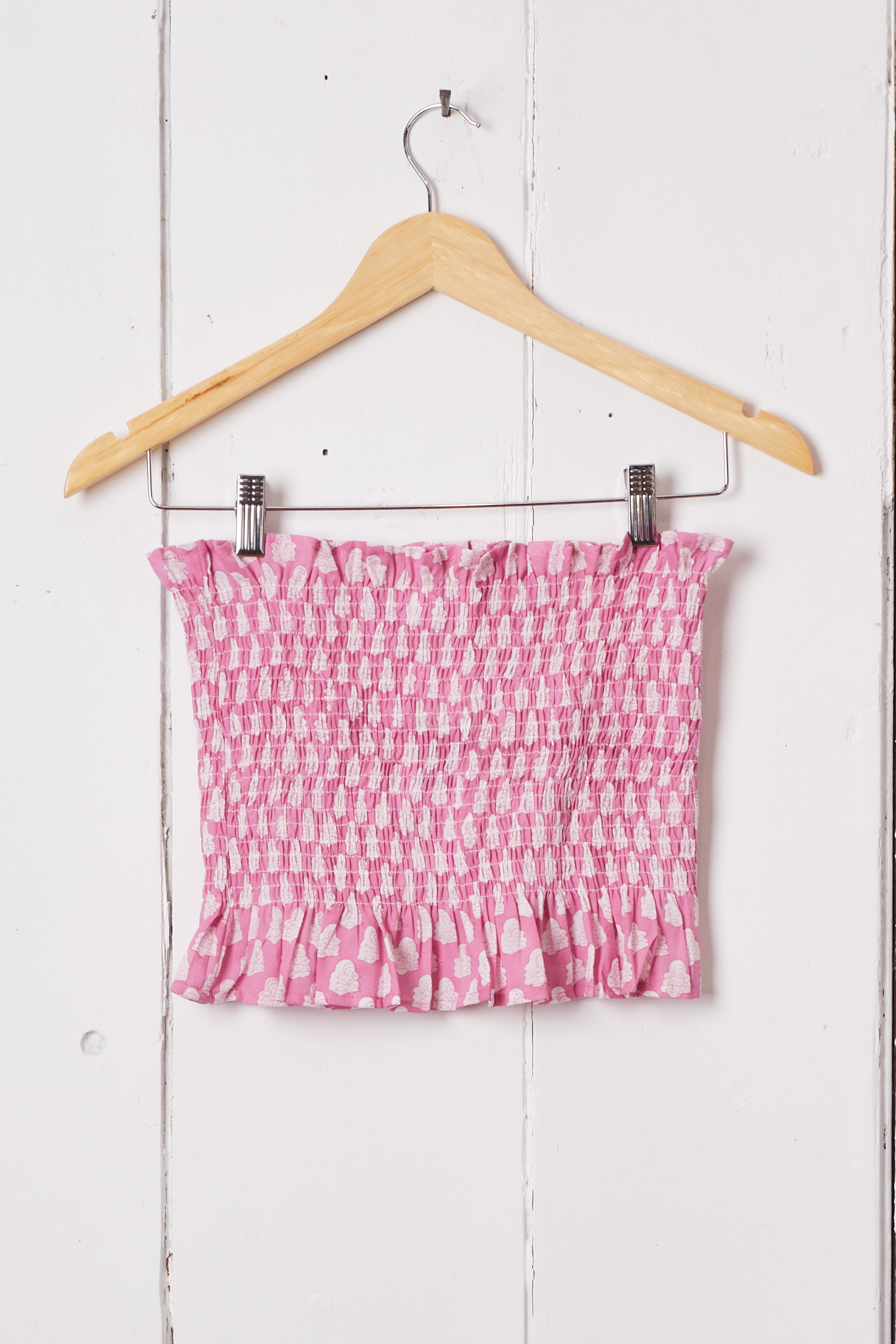 PINK AND WHITE TUBE TOP