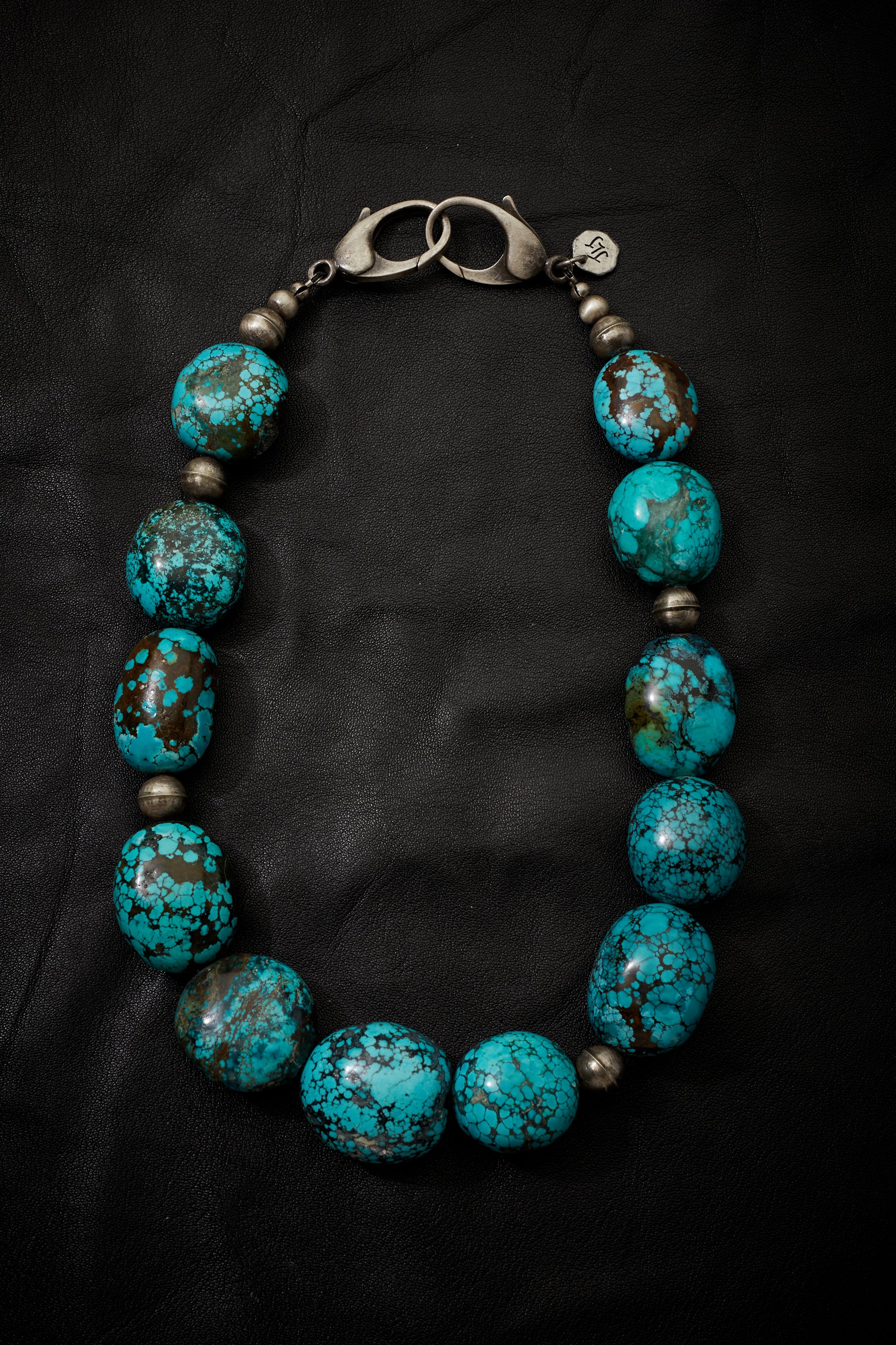 LARGE SPECKLED BLUE TURQUOISE NECKLACE