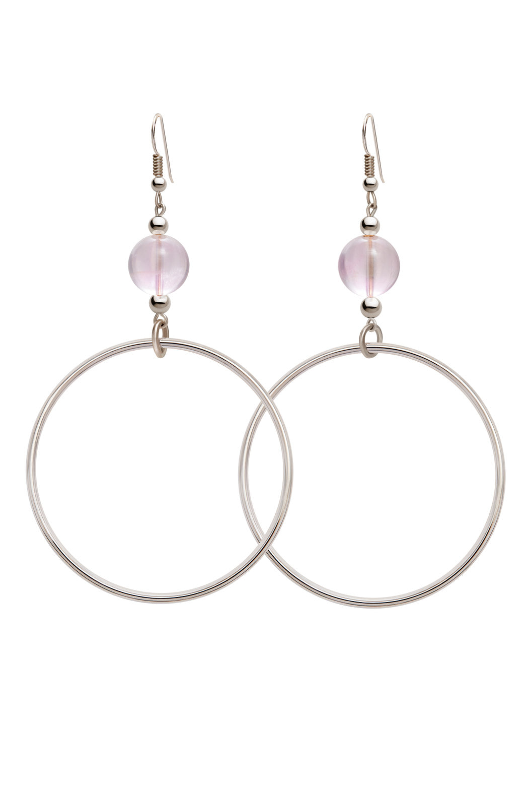 PINK AMETHYST CLASSIC STERLING SILVER HOOP EARRING