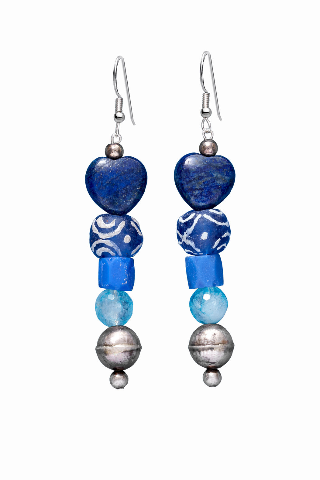 LAPIS HEART AND SOUL STERLING SILVER EARRINGS