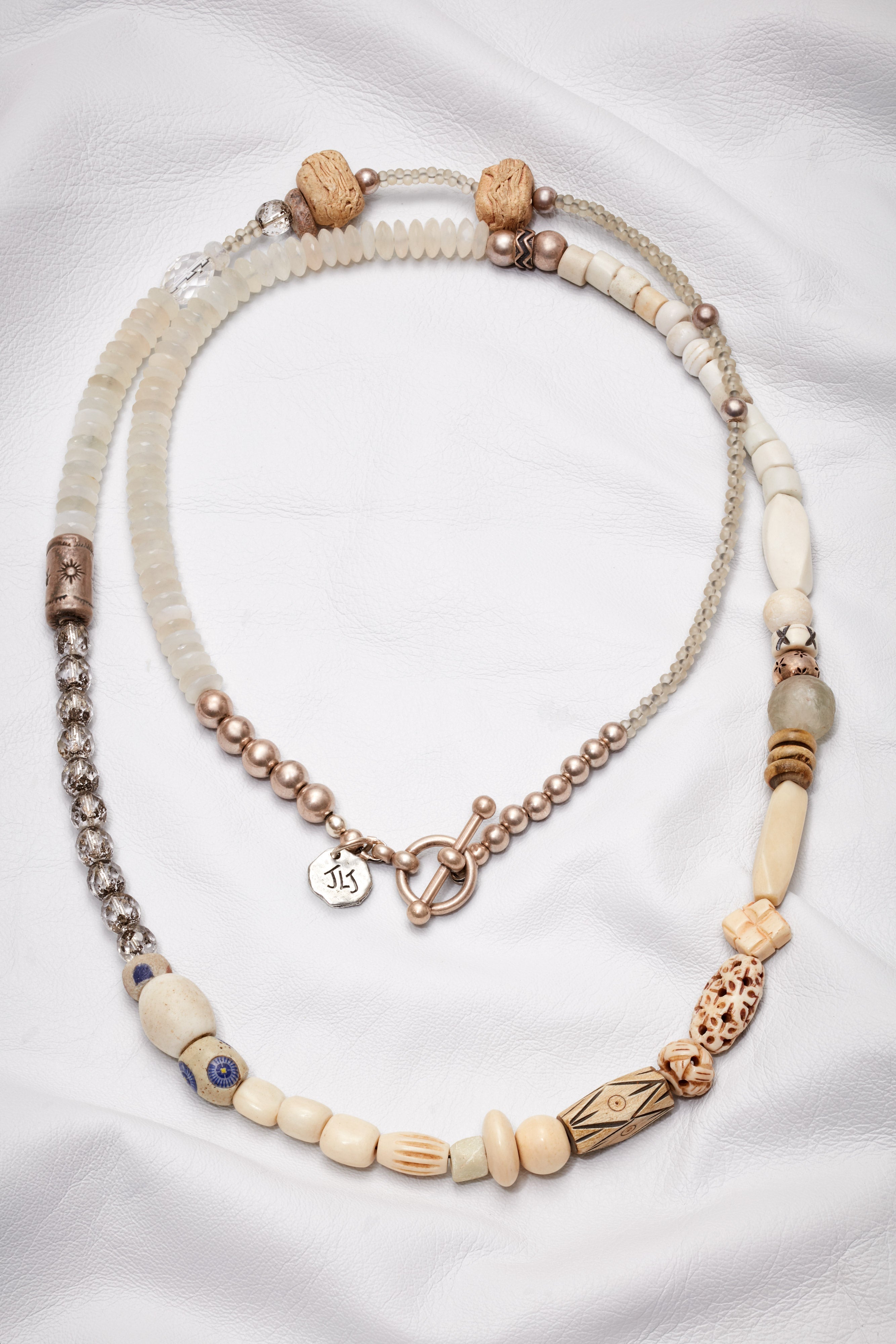 CRYSTAL QUARTZ AND MOONSTONE SOUTHWEST SUN NECKLACE