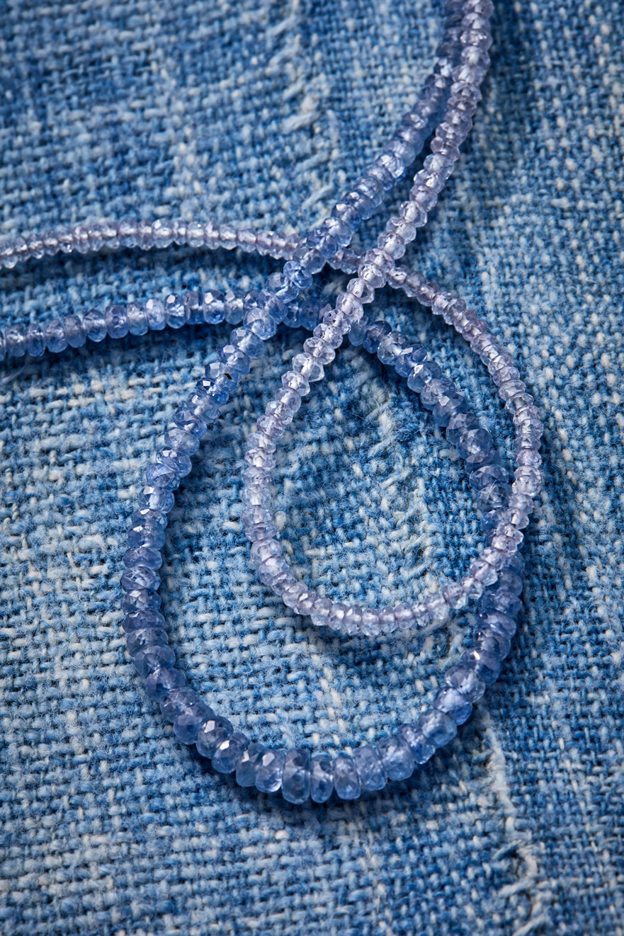 Double Stranded Shades of Blue Sapphire Choker Necklace