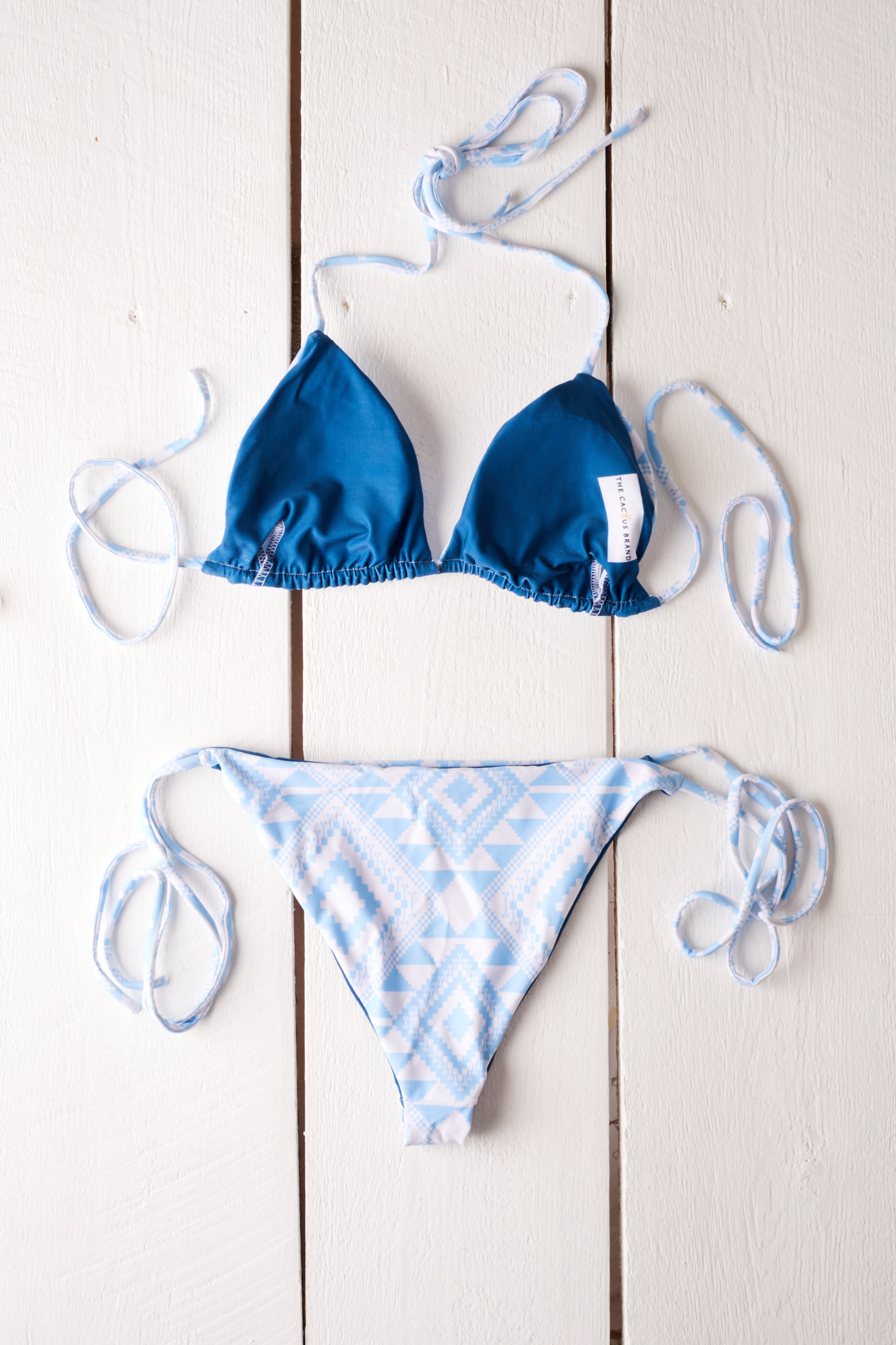 LIGHT BLUE AND WHITE CATALINA STRING BIKINI