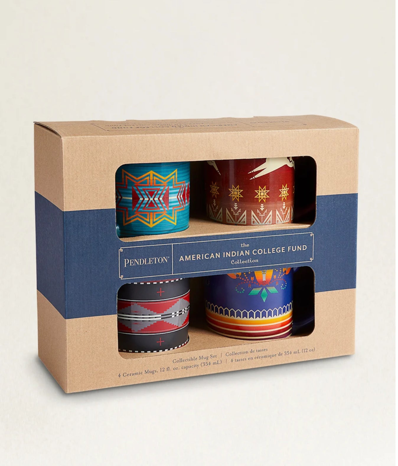 PENDLETON AMERICAN INDIAN COLLEGE FUND MUGS, SET OF 4