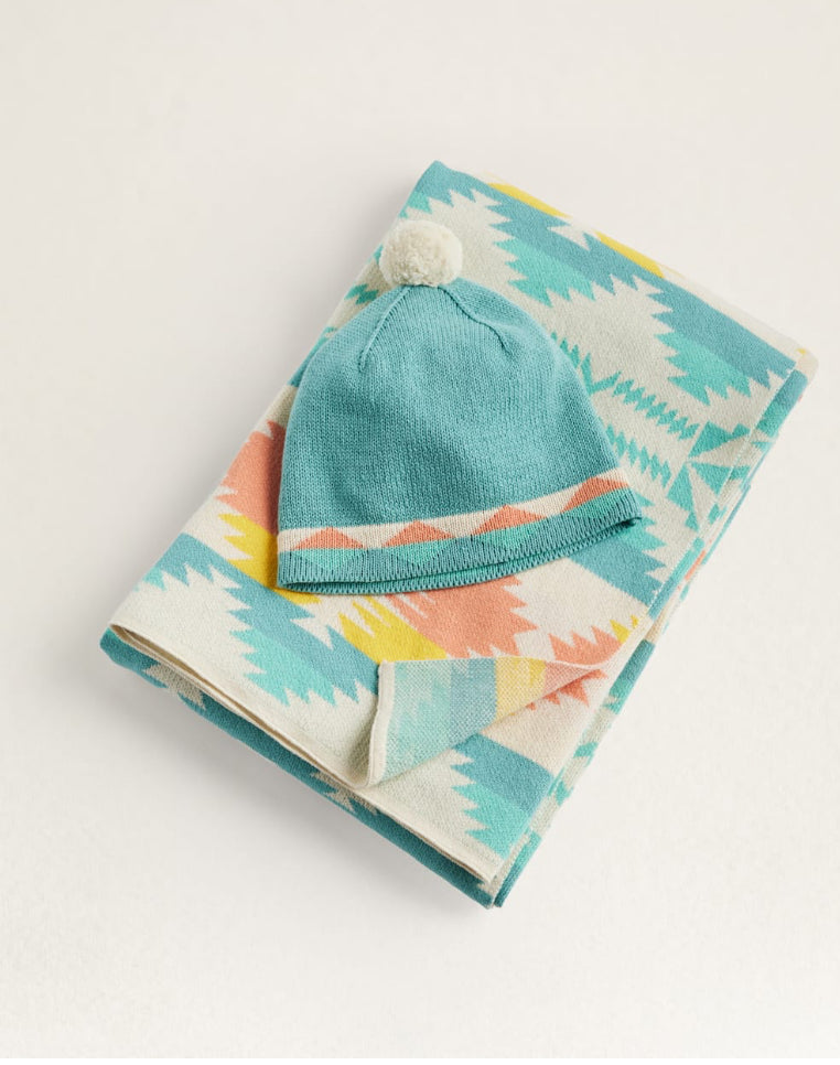 PENDLETON KNIT BABY BLANKET WITH BEANIE