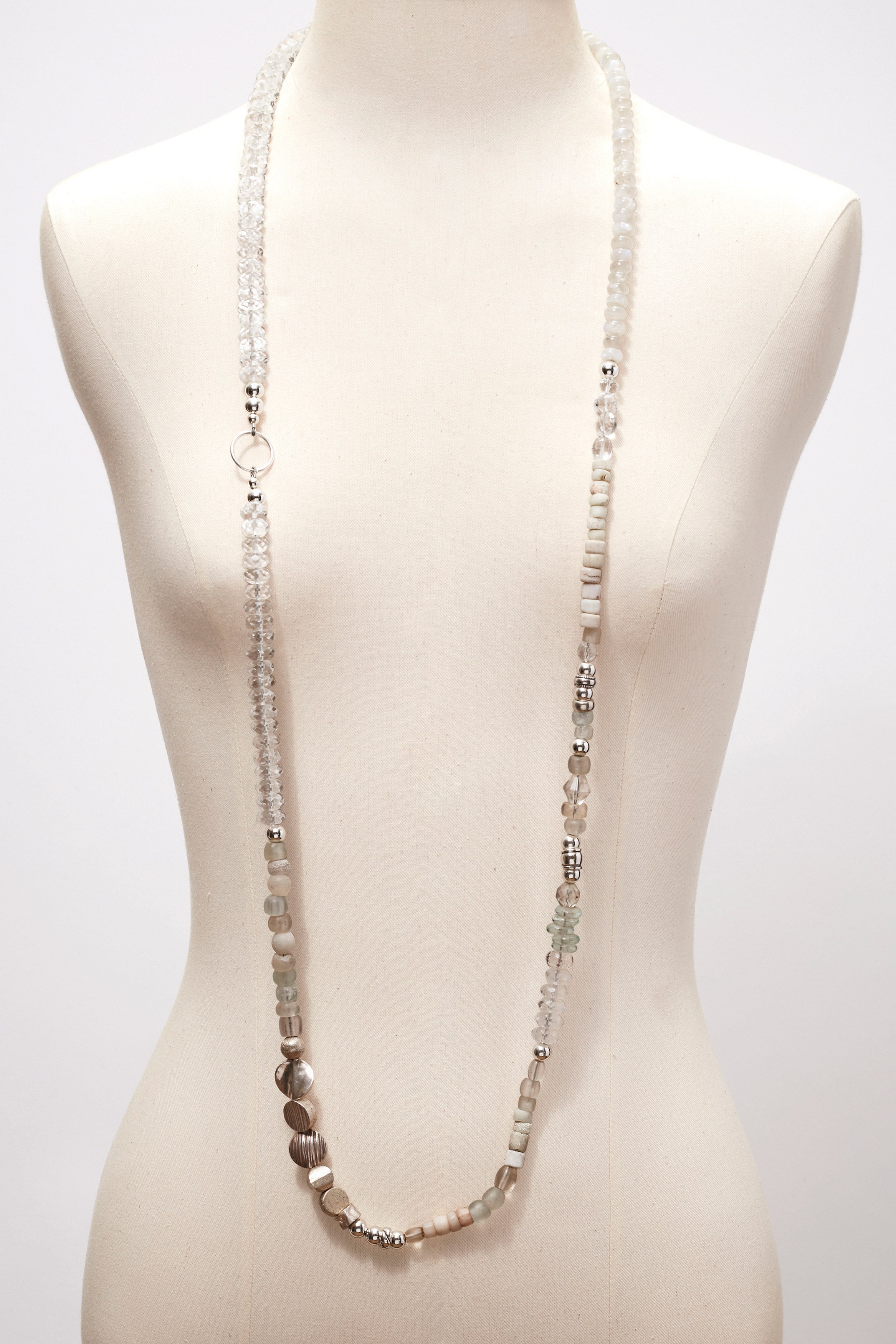 LONG CRYSTAL QUARTZ SOUTHWESTERN FIESTA NECKLACE
