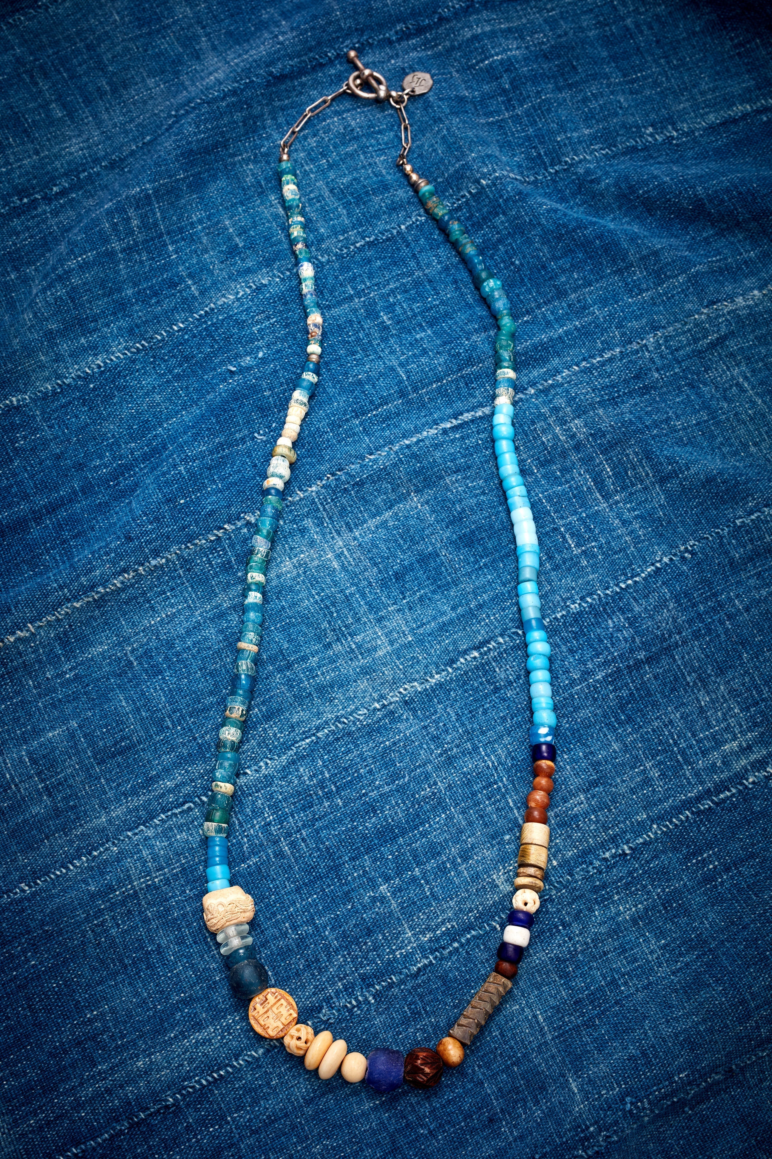 SKY BLUE AND AMBER NECKLACE