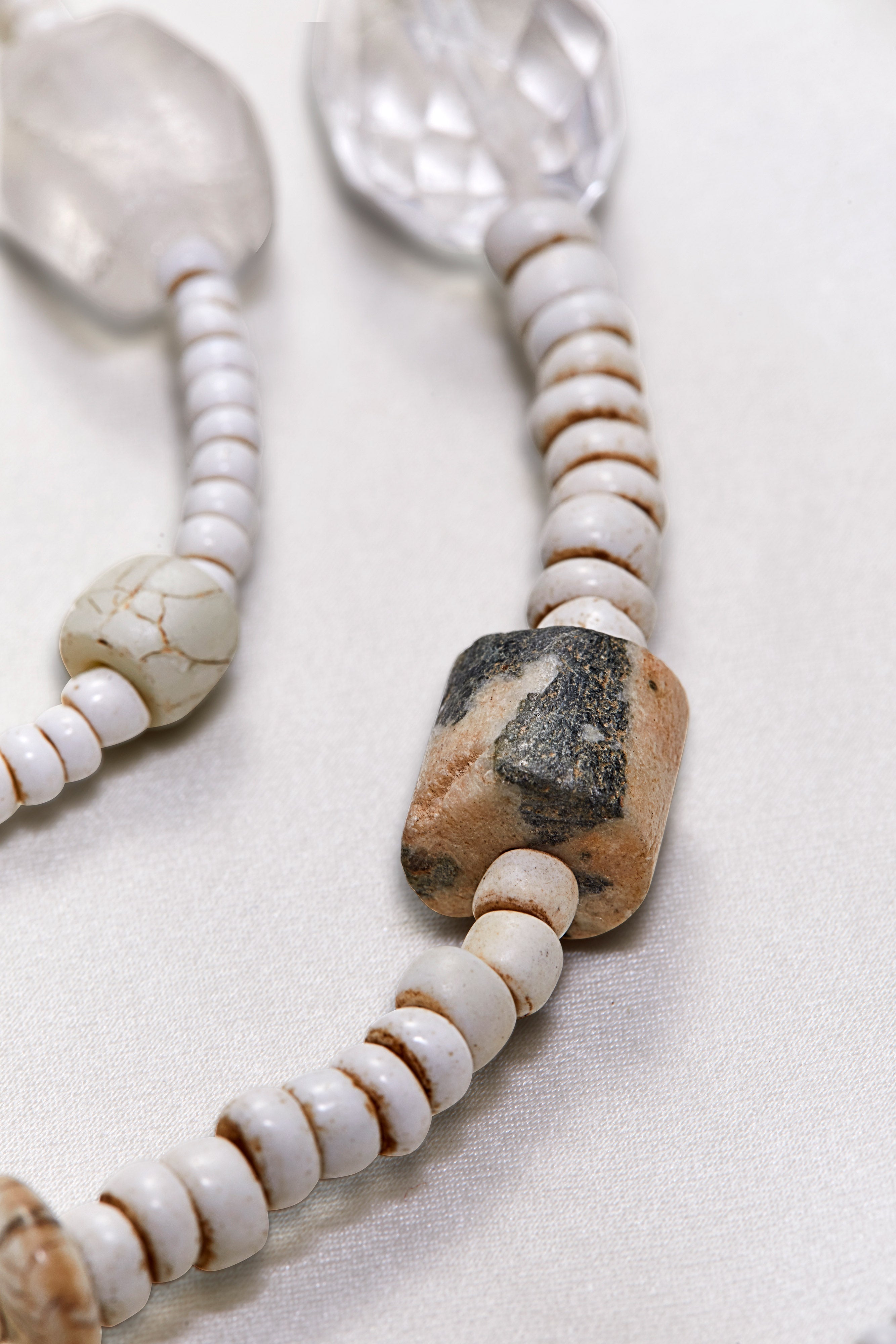 CRYSTAL QUARTZ AND SHELL MULTI-STRAND NECKLACE