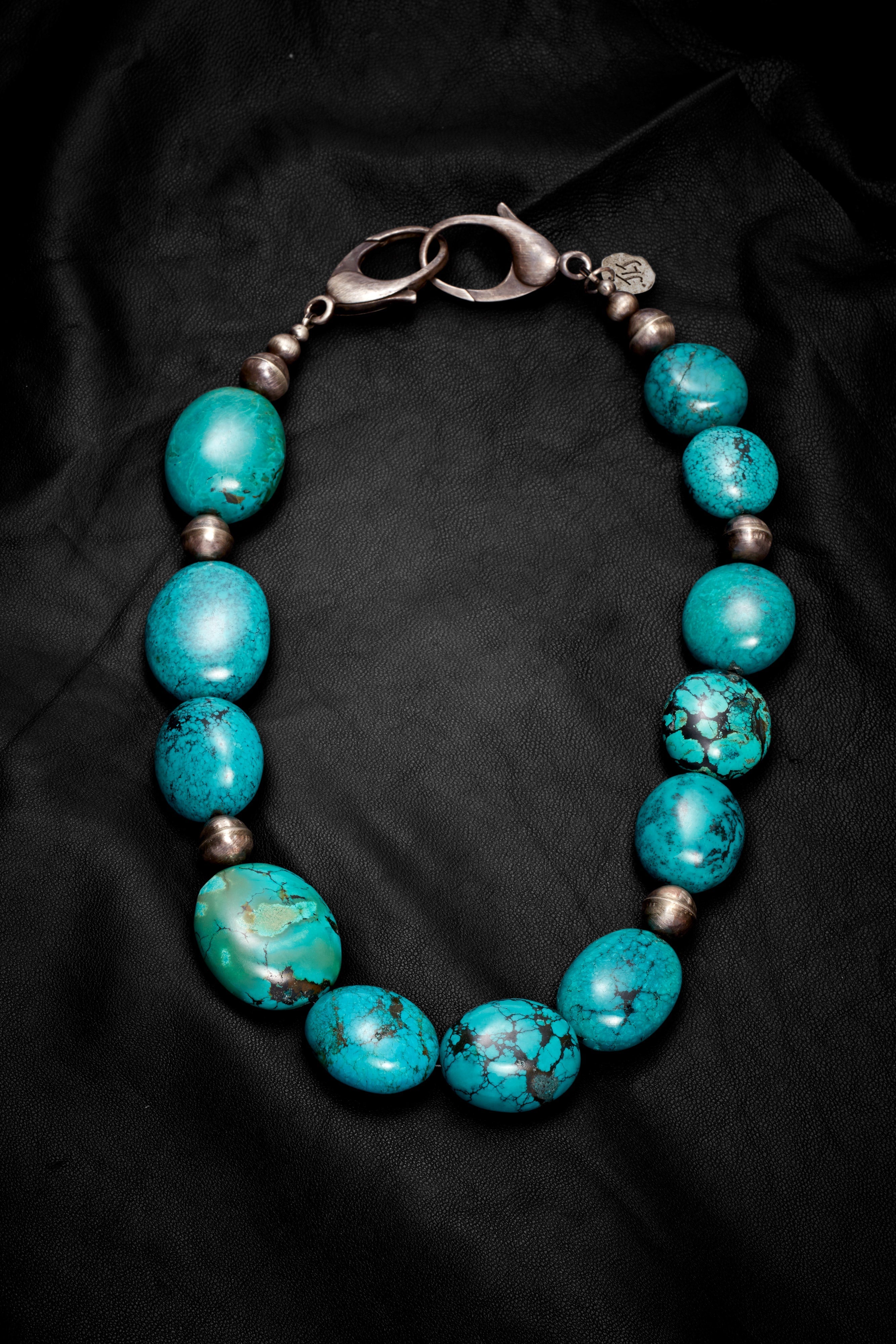 DEEP SEA BLUE TURQUOISE CHOKER NECKLACE