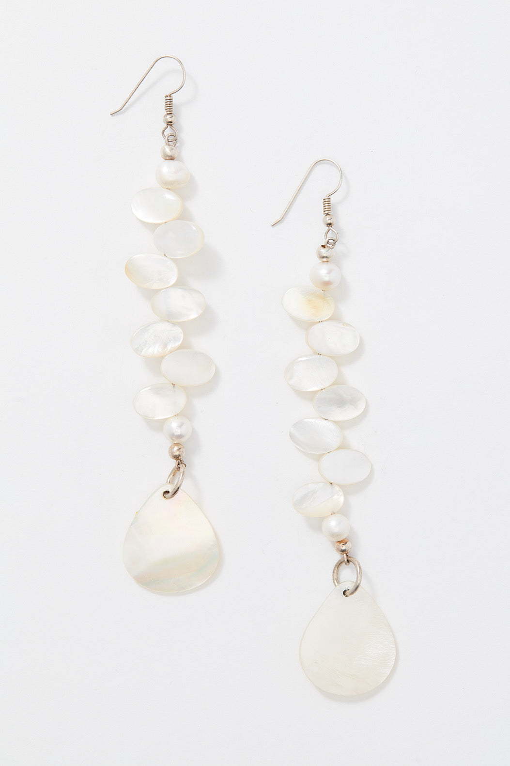 WHITE PEARL TREE AND SHELL EARRINGS