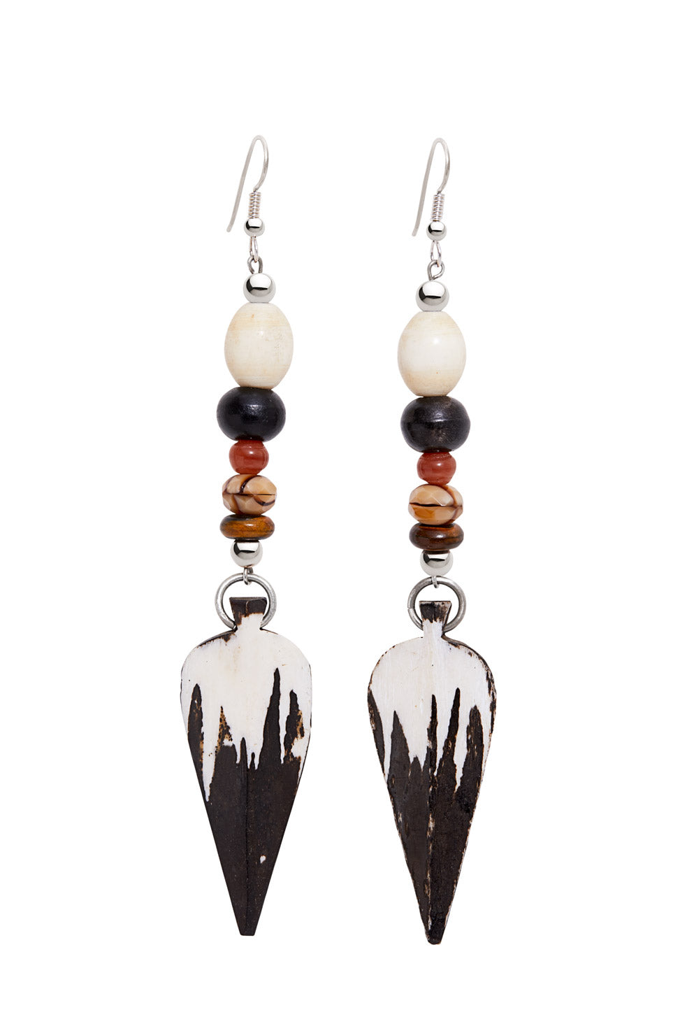 CAMPFIRE WHITE LONG SAFARI EARRINGS